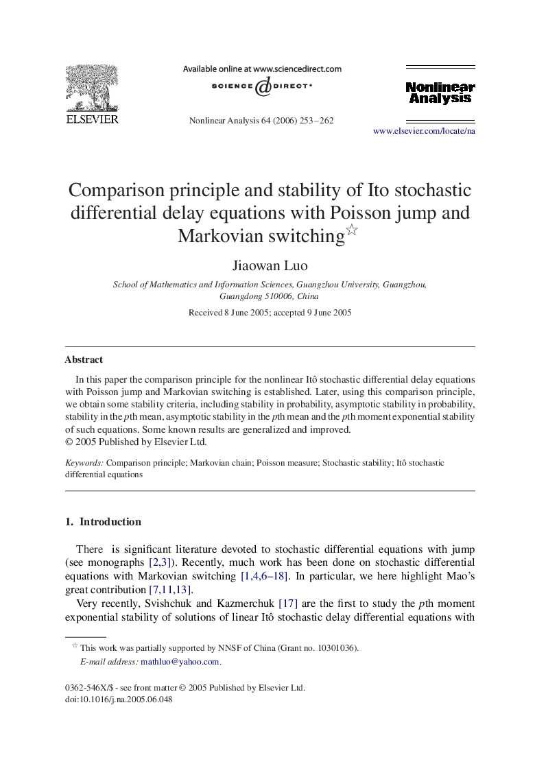 Comparison principle and stability of Ito stochastic differential delay equations with Poisson jump and Markovian switching 