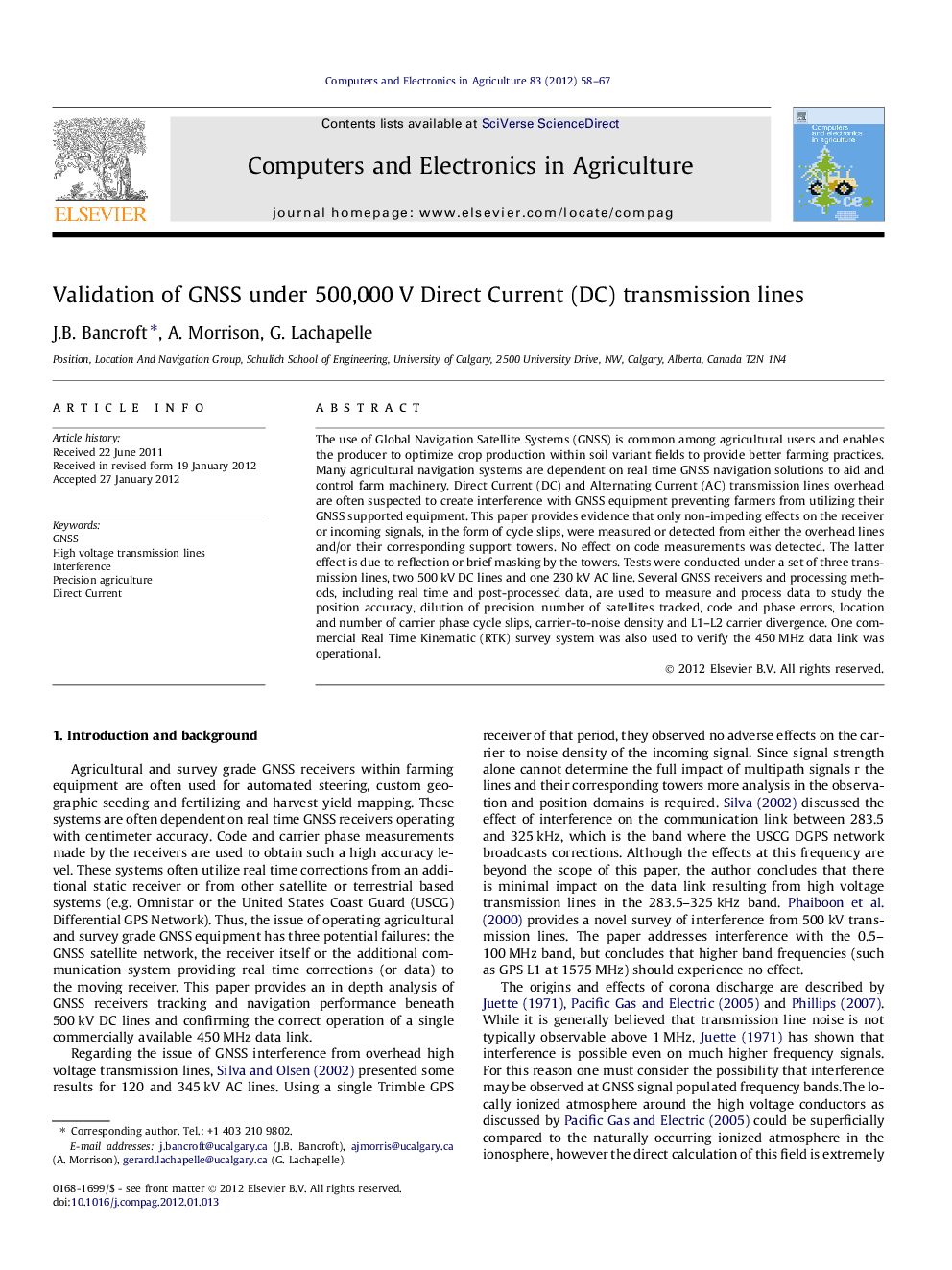 Validation of GNSS under 500,000 V Direct Current (DC) transmission lines