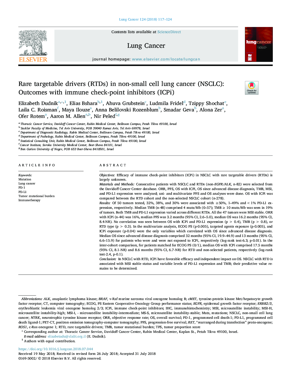 Rare targetable drivers (RTDs) in non-small cell lung cancer (NSCLC): Outcomes with immune check-point inhibitors (ICPi)