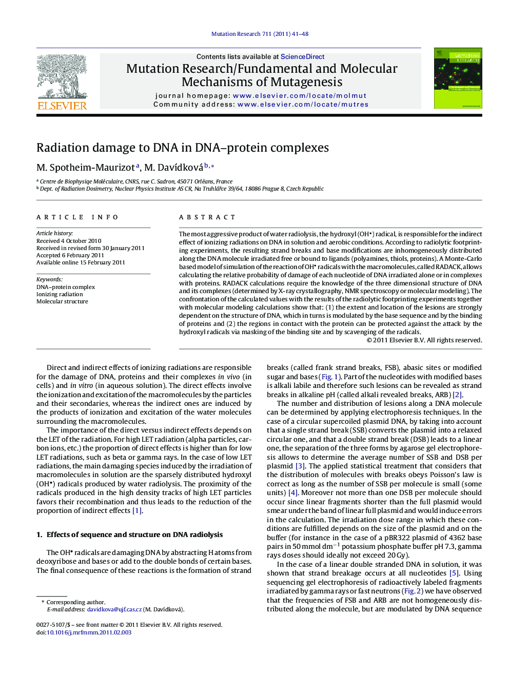 Radiation damage to DNA in DNA-protein complexes