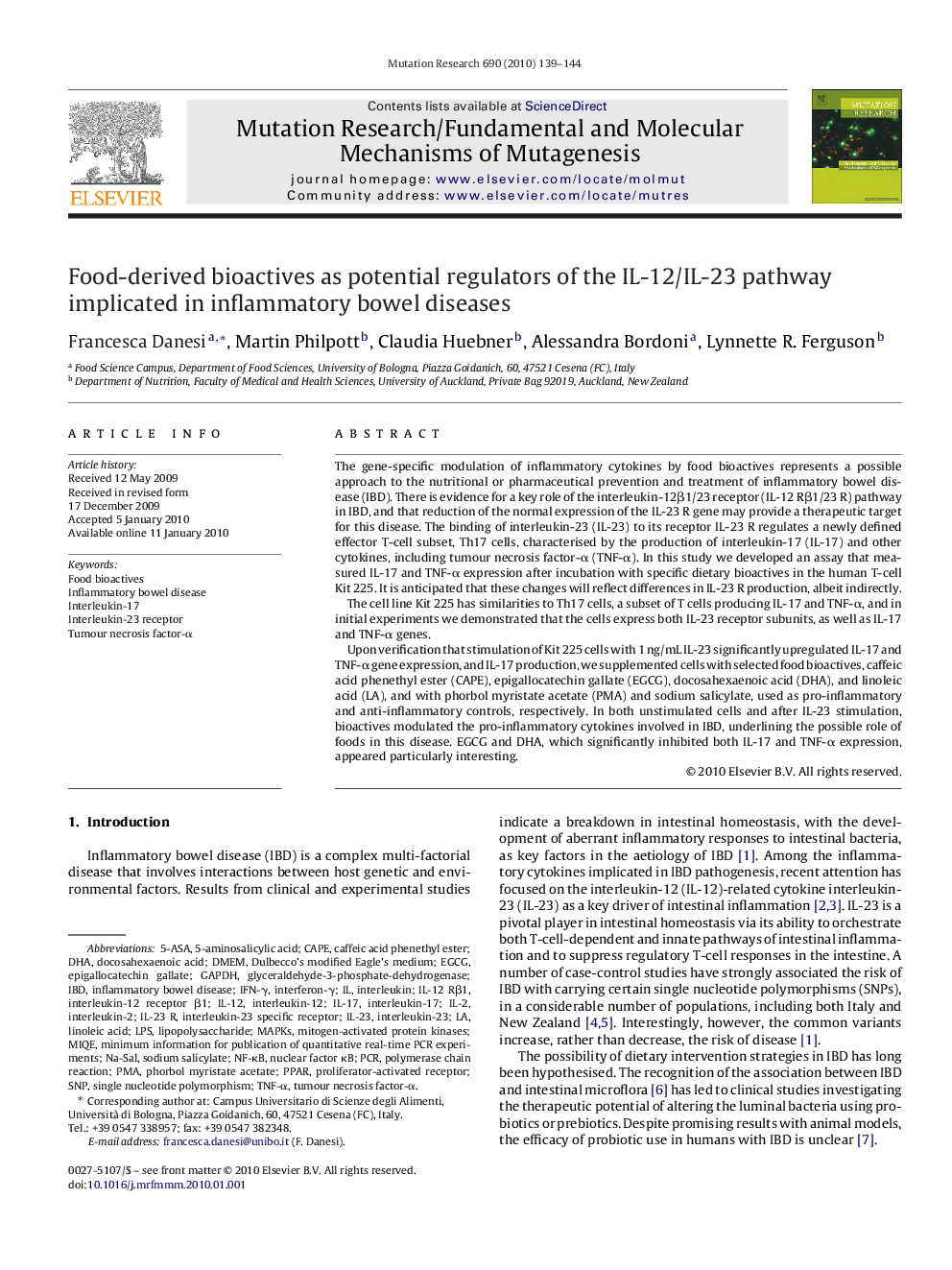 Food-derived bioactives as potential regulators of the IL-12/IL-23 pathway implicated in inflammatory bowel diseases