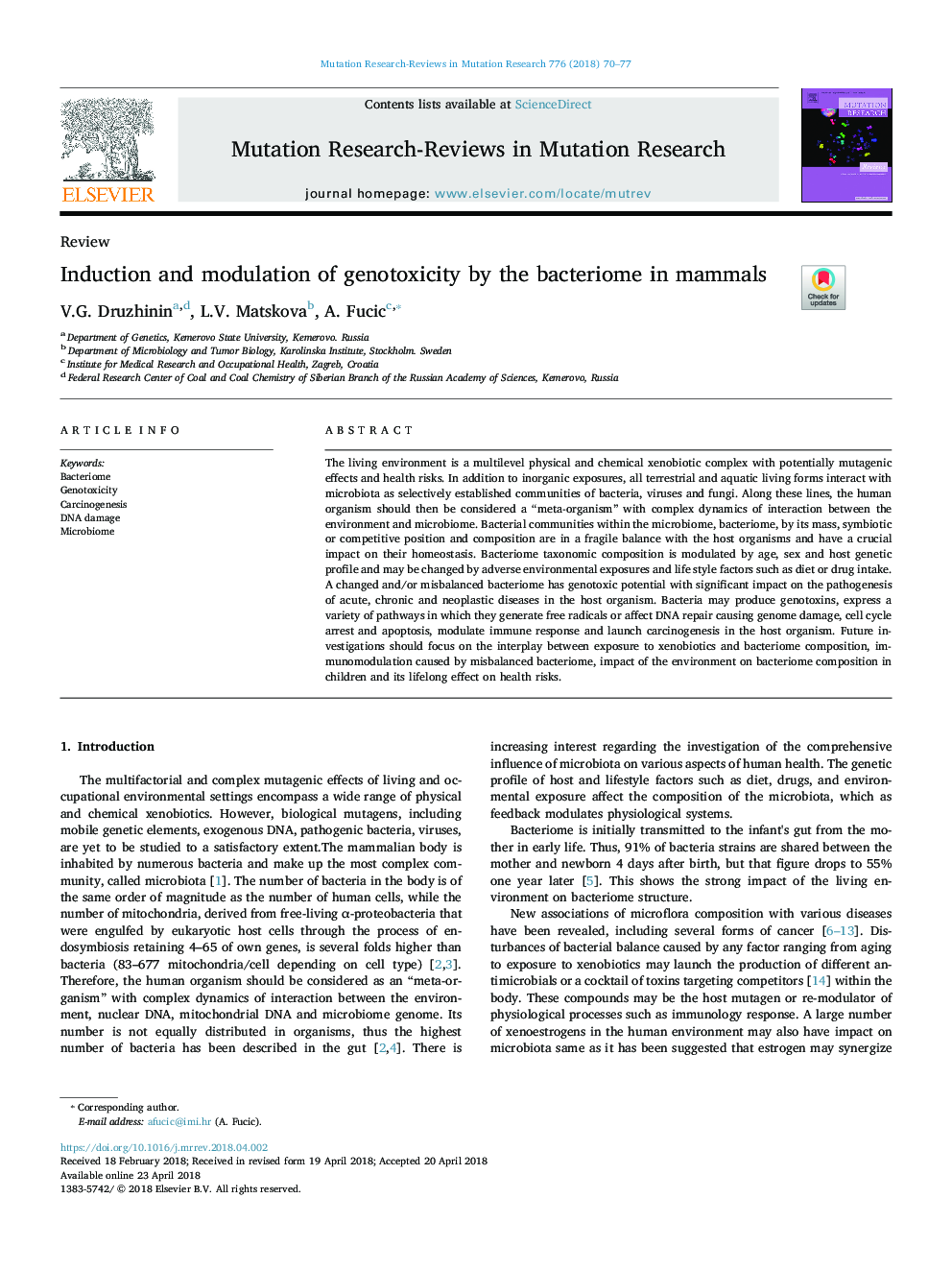 Induction and modulation of genotoxicity by the bacteriome in mammals
