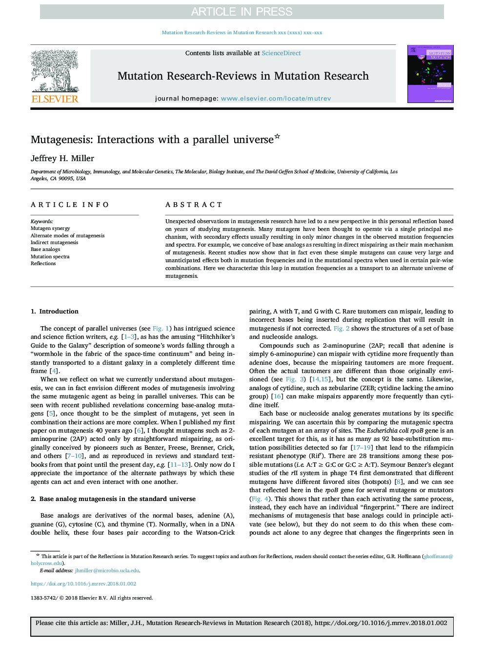 Mutagenesis: Interactions with a parallel universe