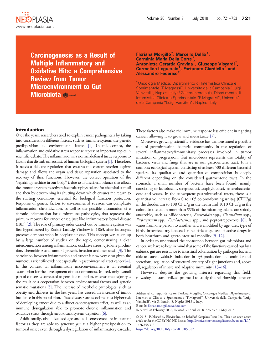 سرطان زایی به عنوان یک نتیجه از چندین بازدارنده التهاب و اکسیداتیو: یک بررسی جامع از میکرو محیط زیست تومور به میکروبیوتا روده 