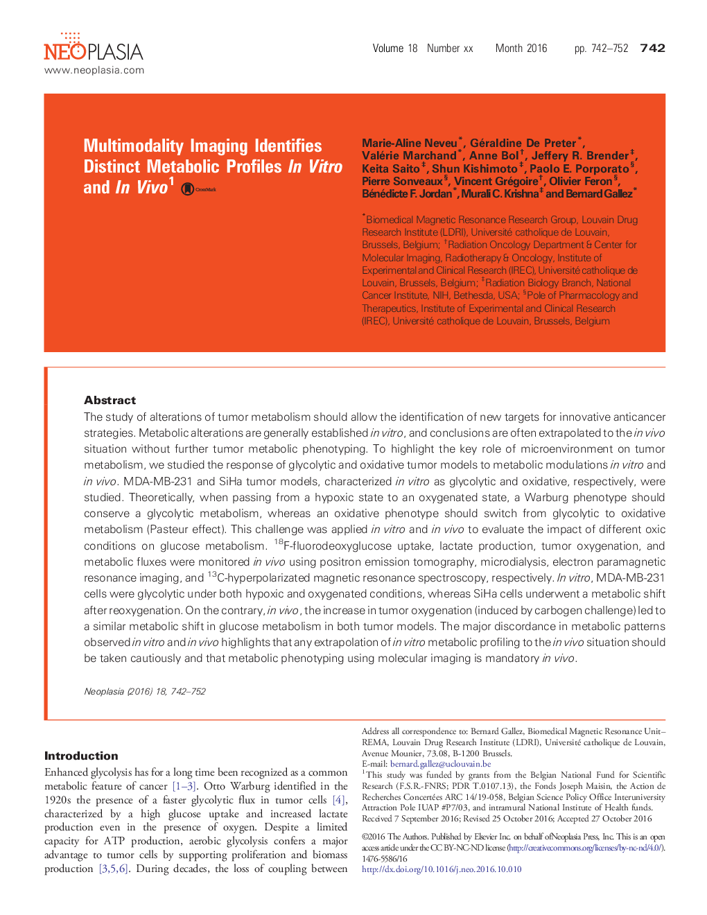 Multimodality Imaging Identifies Distinct Metabolic Profiles In Vitro and In Vivo