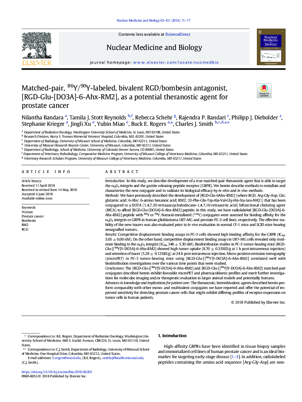 Matched-pair, 86Y/90Y-labeled, bivalent RGD/bombesin antagonist, [RGD-Glu-[DO3A]-6-Ahx-RM2], as a potential theranostic agent for prostate cancer