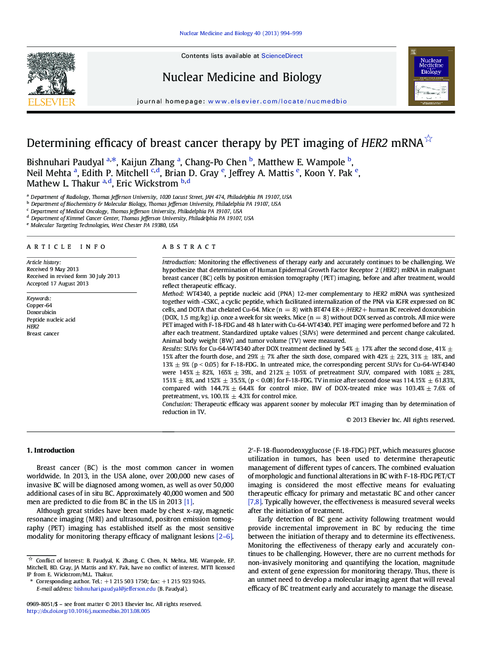 Determining efficacy of breast cancer therapy by PET imaging of HER2 mRNA