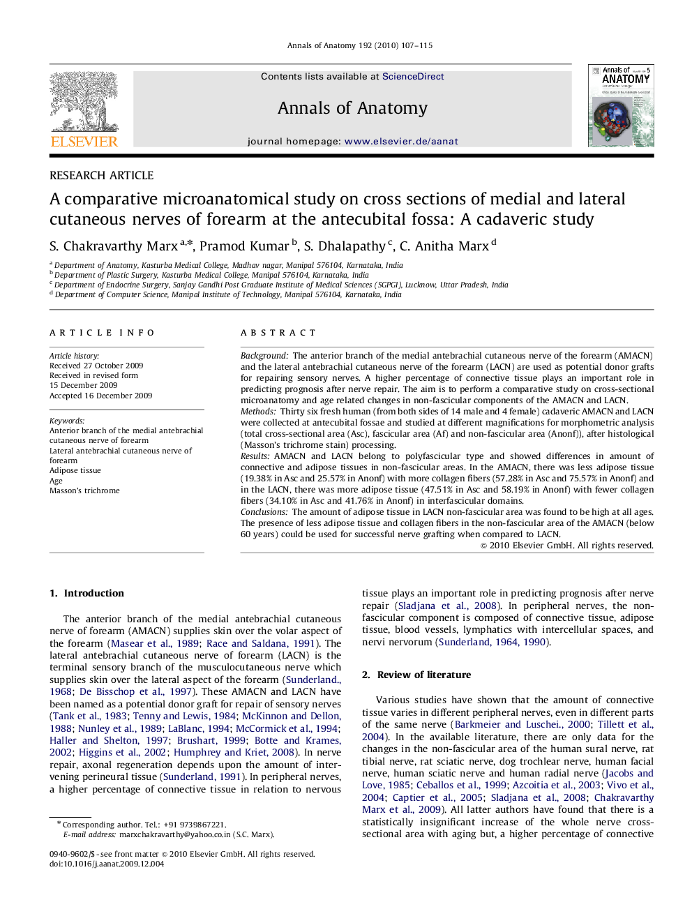 A comparative microanatomical study on cross sections of medial and lateral cutaneous nerves of forearm at the antecubital fossa: A cadaveric study