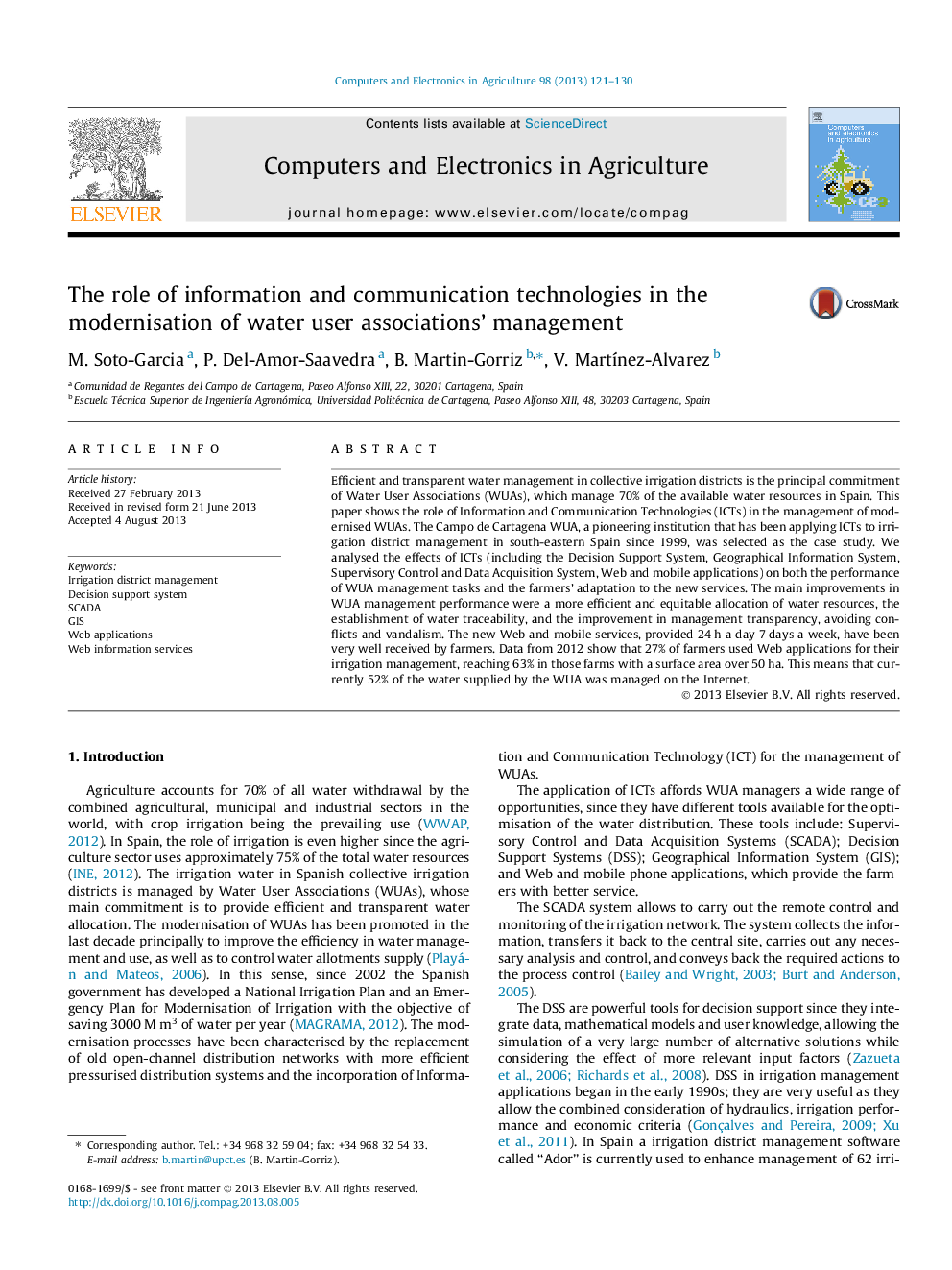 The role of information and communication technologies in the modernisation of water user associations’ management