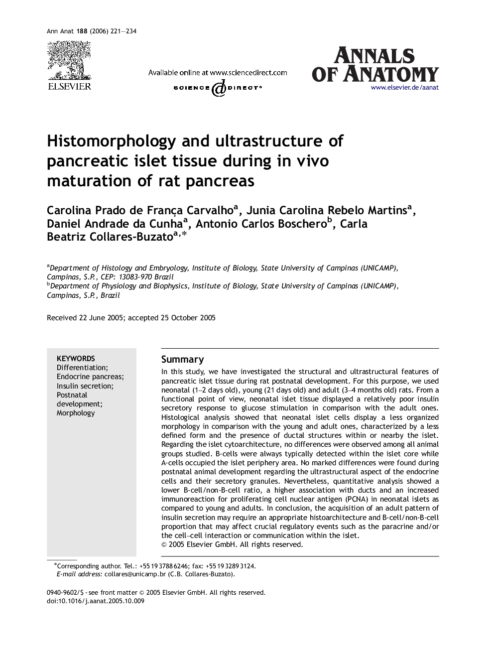 Histomorphology and ultrastructure of pancreatic islet tissue during in vivo maturation of rat pancreas