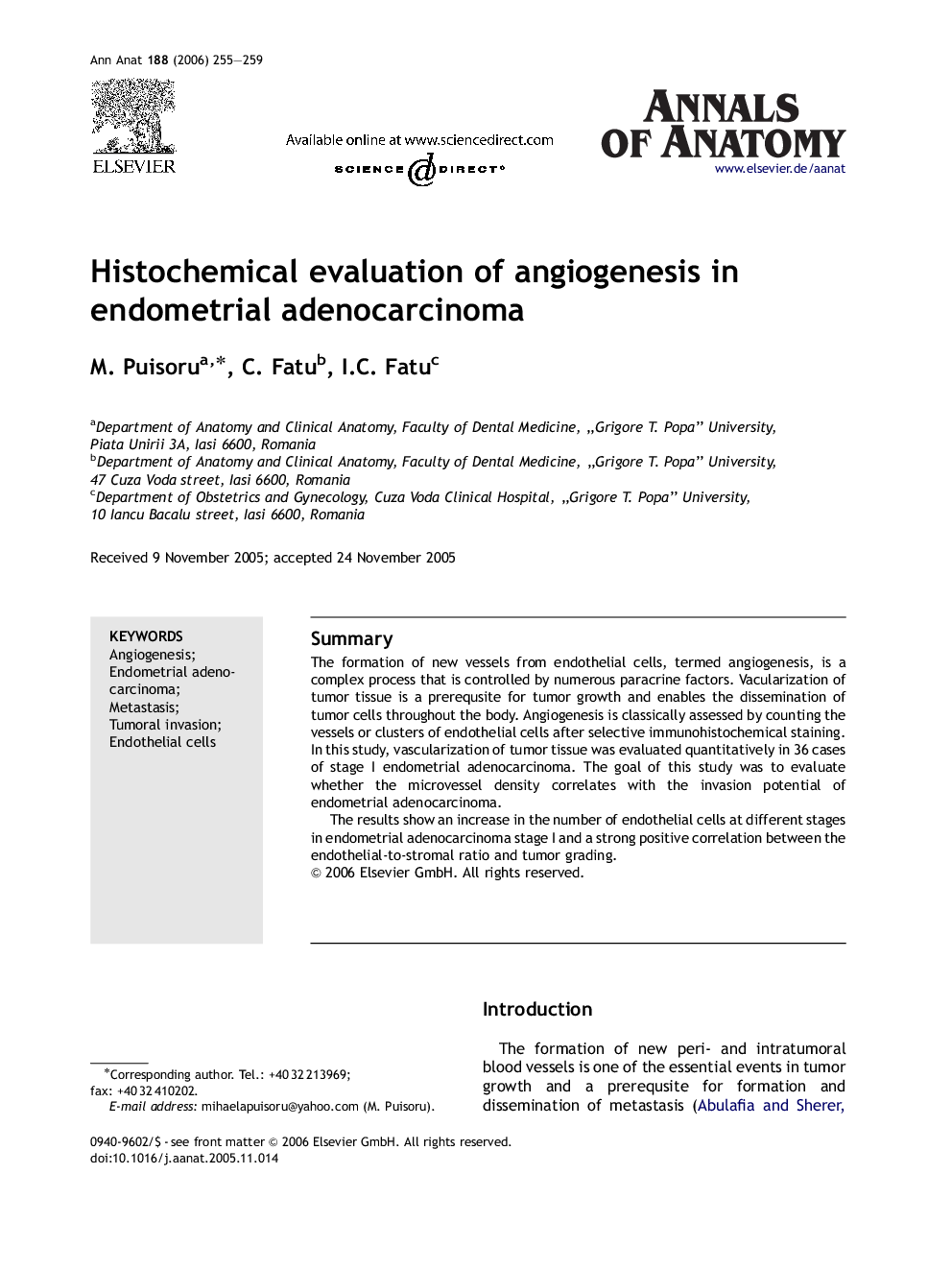 Histochemical evaluation of angiogenesis in endometrial adenocarcinoma
