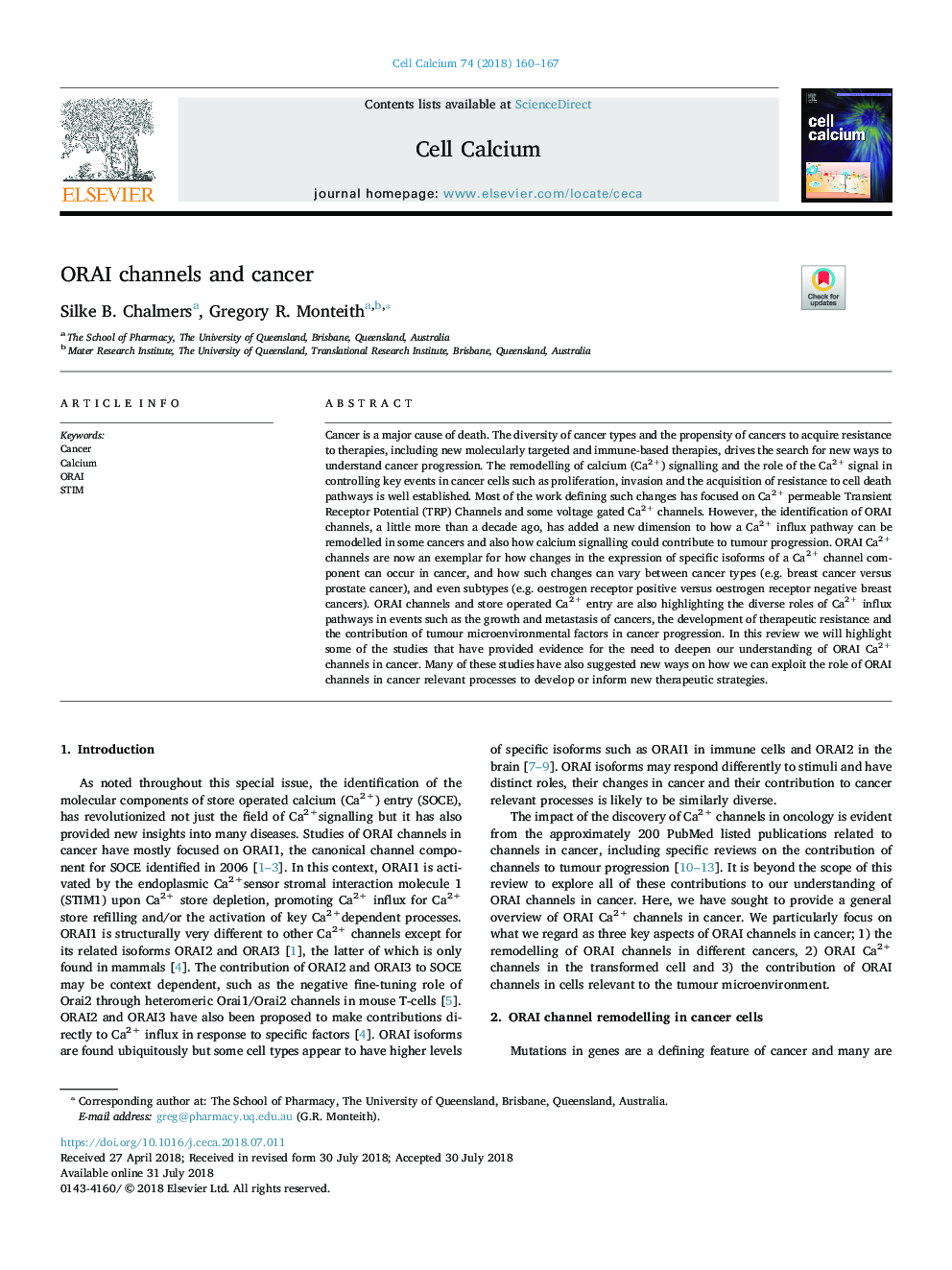 ORAI channels and cancer