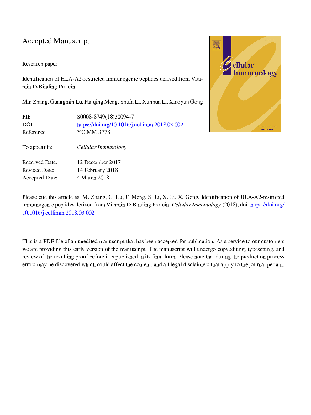 Identification of HLA-A2-restricted immunogenic peptides derived from Vitamin D-Binding Protein