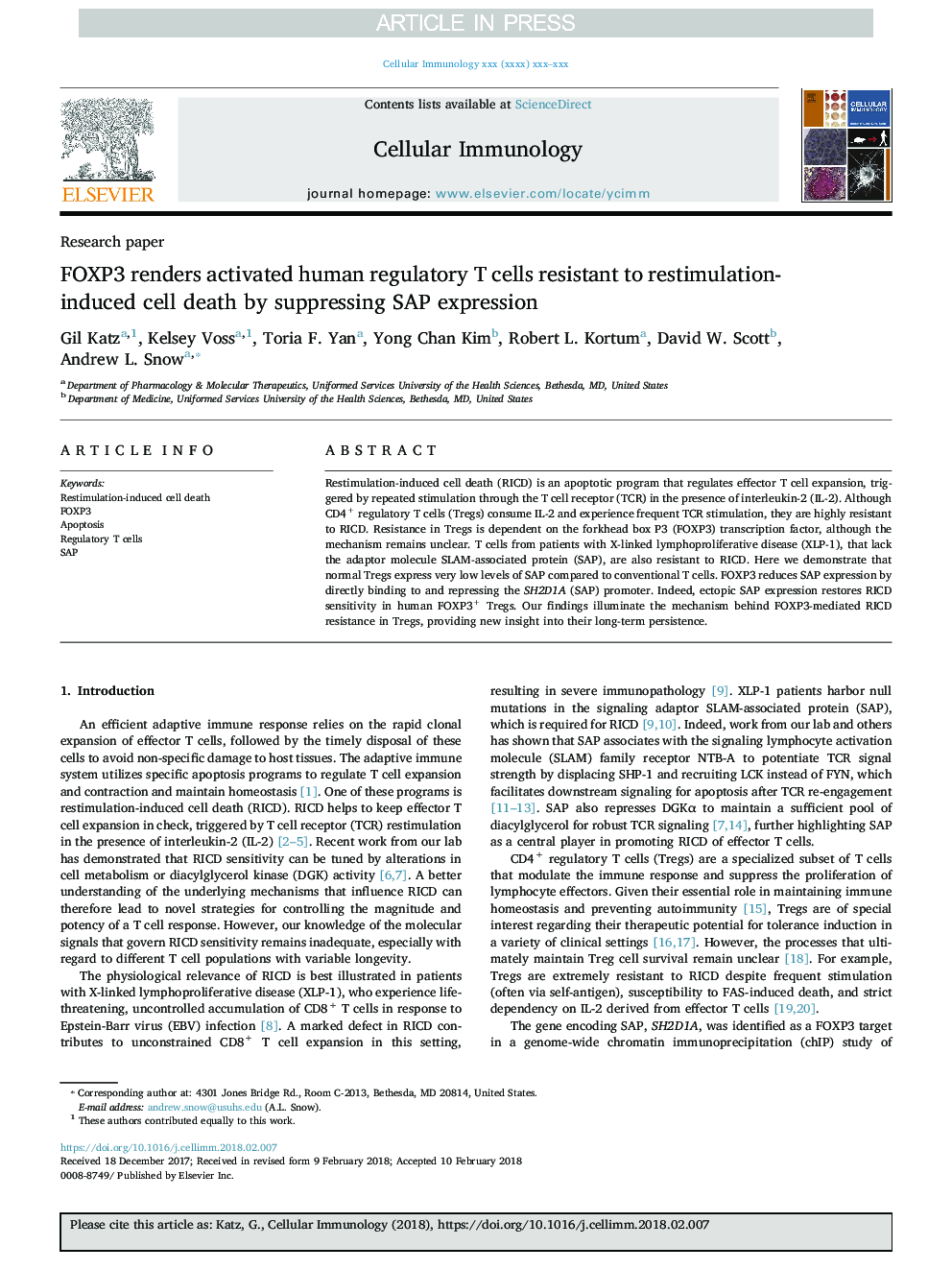 FOXP3 renders activated human regulatory T cells resistant to restimulation-induced cell death by suppressing SAP expression