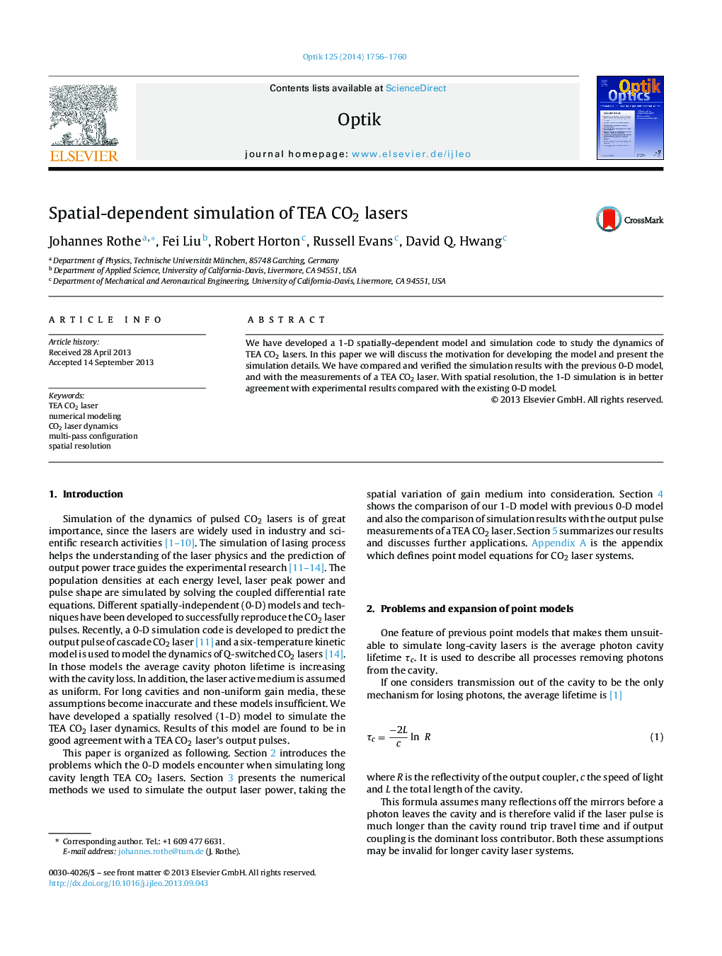 Spatial-dependent simulation of TEA CO2 lasers