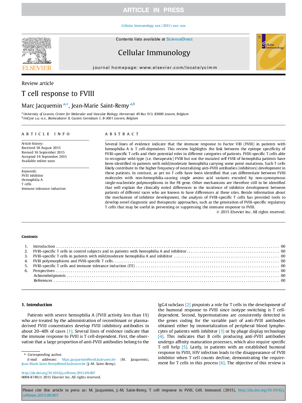 T cell response to FVIII