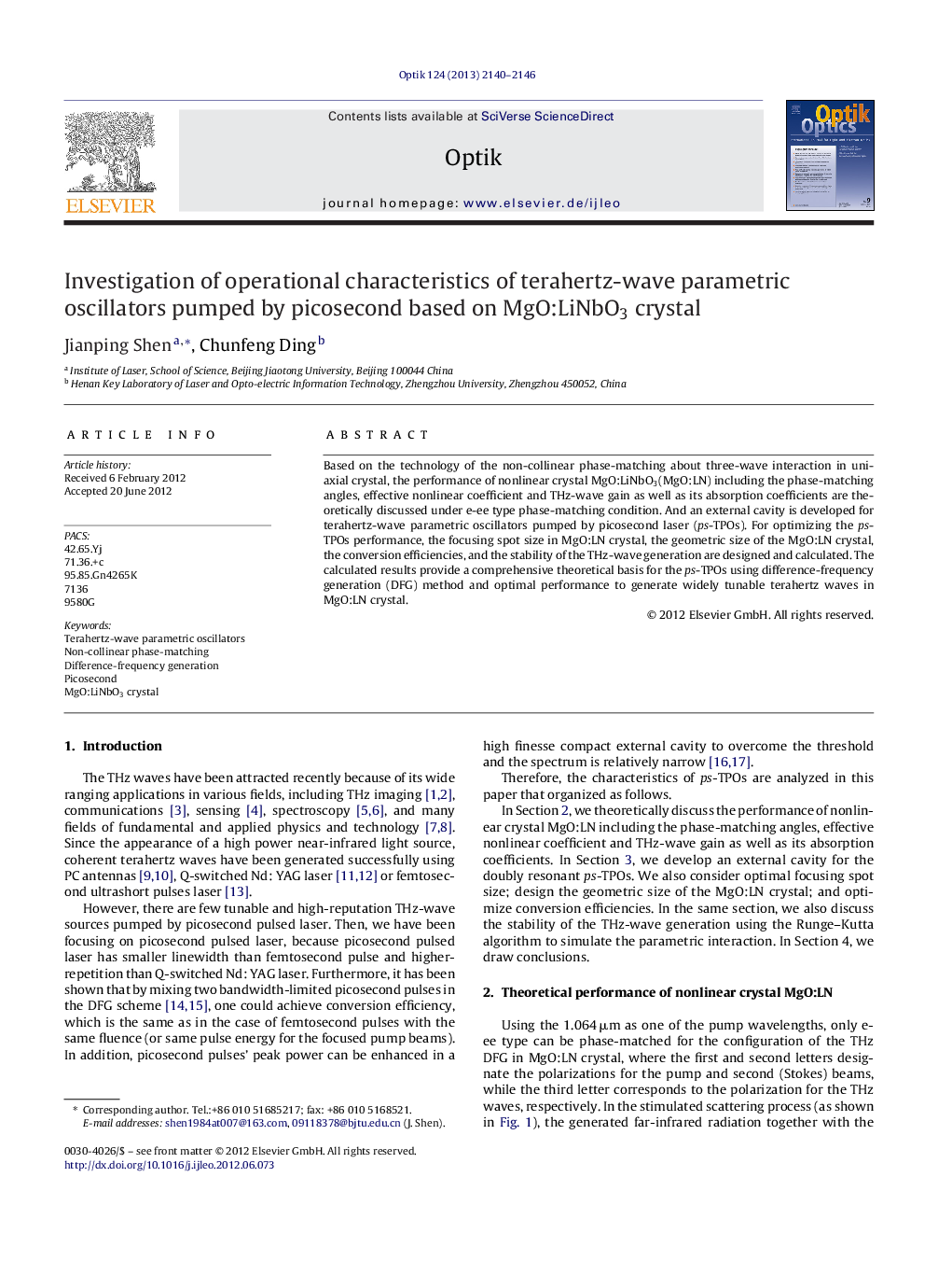 Investigation of operational characteristics of terahertz-wave parametric oscillators pumped by picosecond based on MgO:LiNbO3 crystal