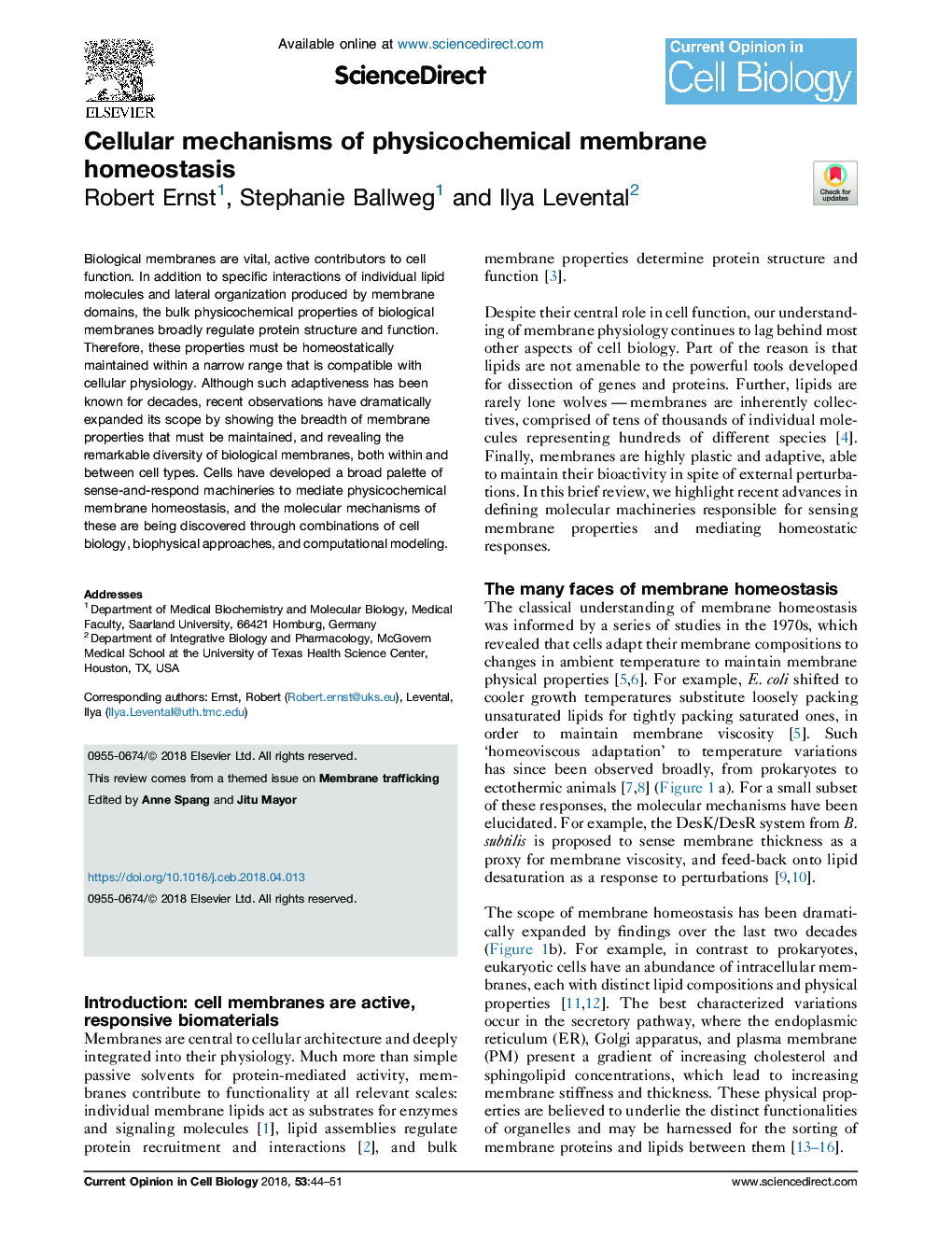 Cellular mechanisms of physicochemical membrane homeostasis