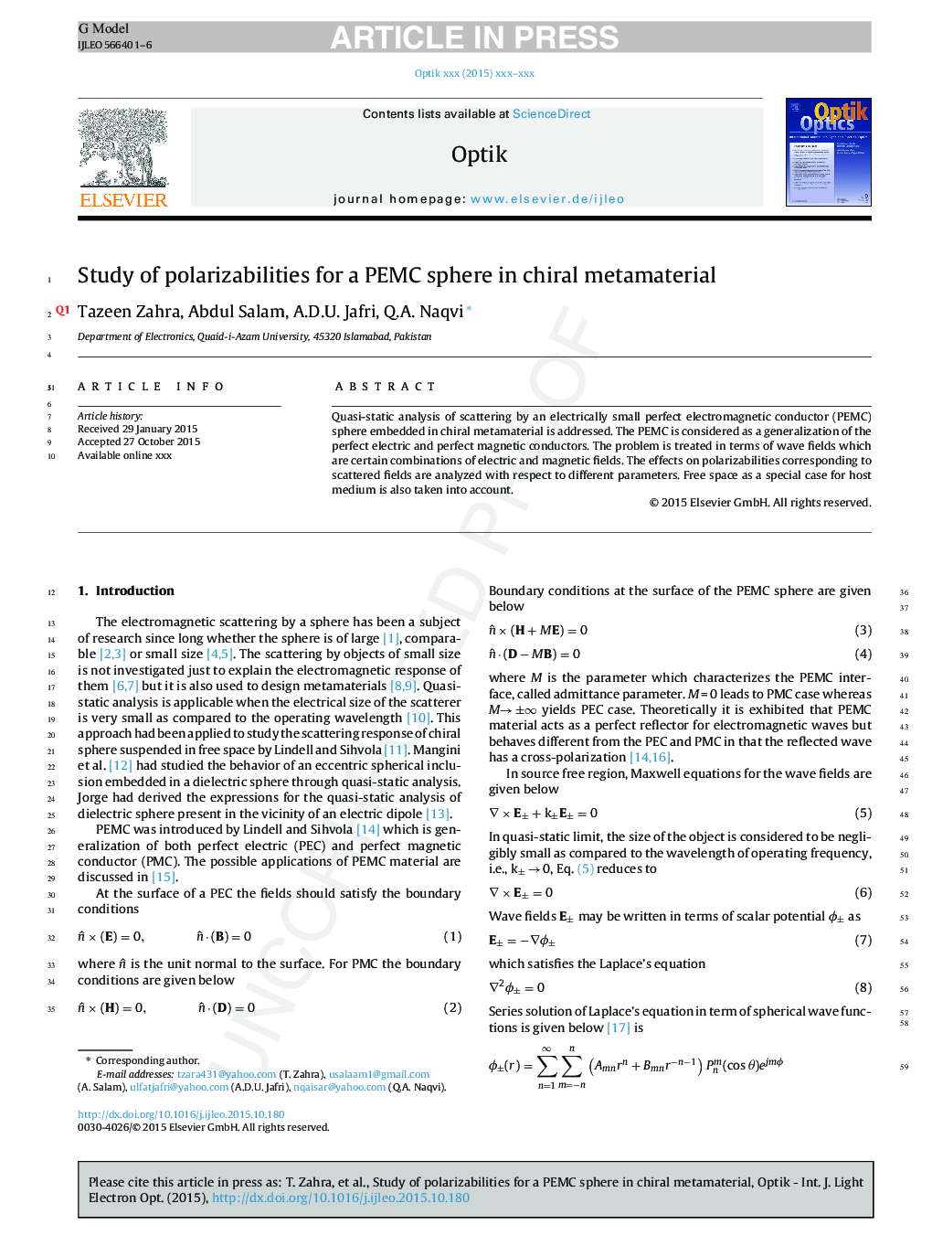 Study of polarizabilities for a PEMC sphere in chiral metamaterial