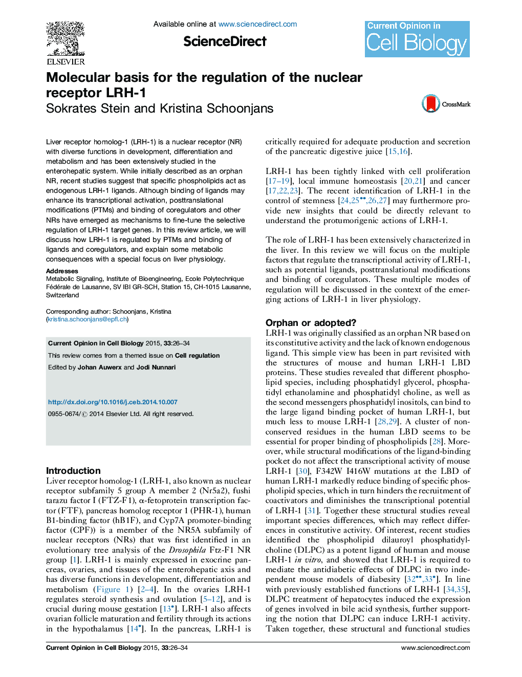 Molecular basis for the regulation of the nuclear receptor LRH-1