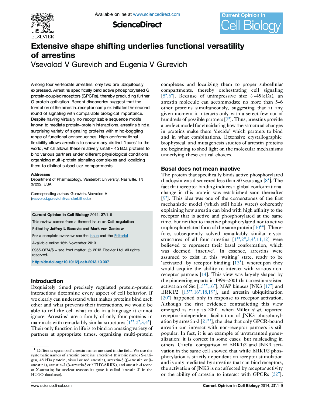 Extensive shape shifting underlies functional versatility of arrestins