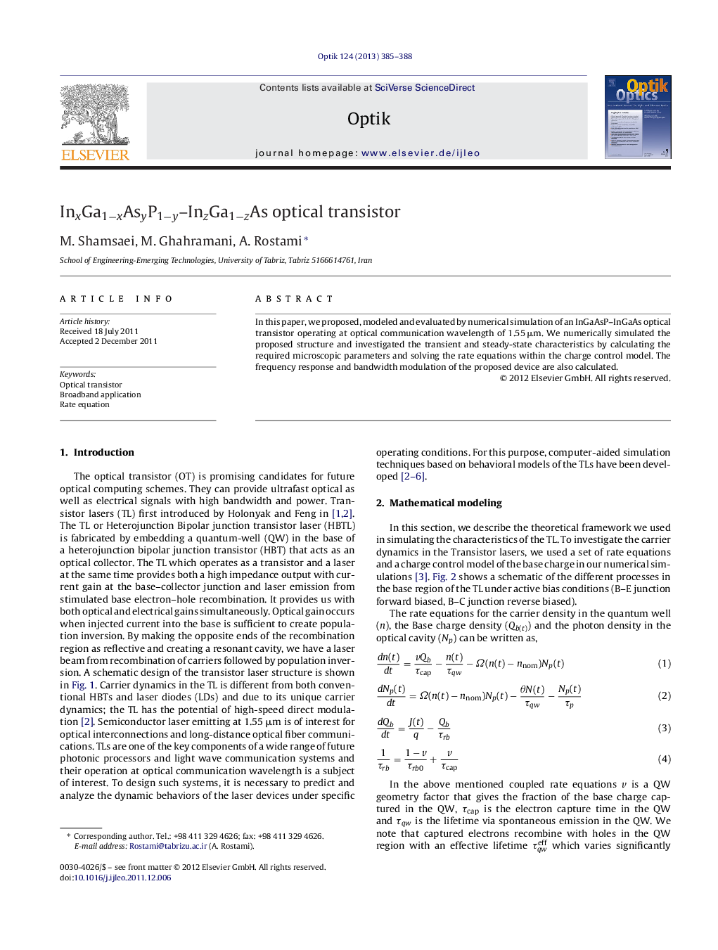 InxGa1−xAsyP1−y–InzGa1−zAs optical transistor