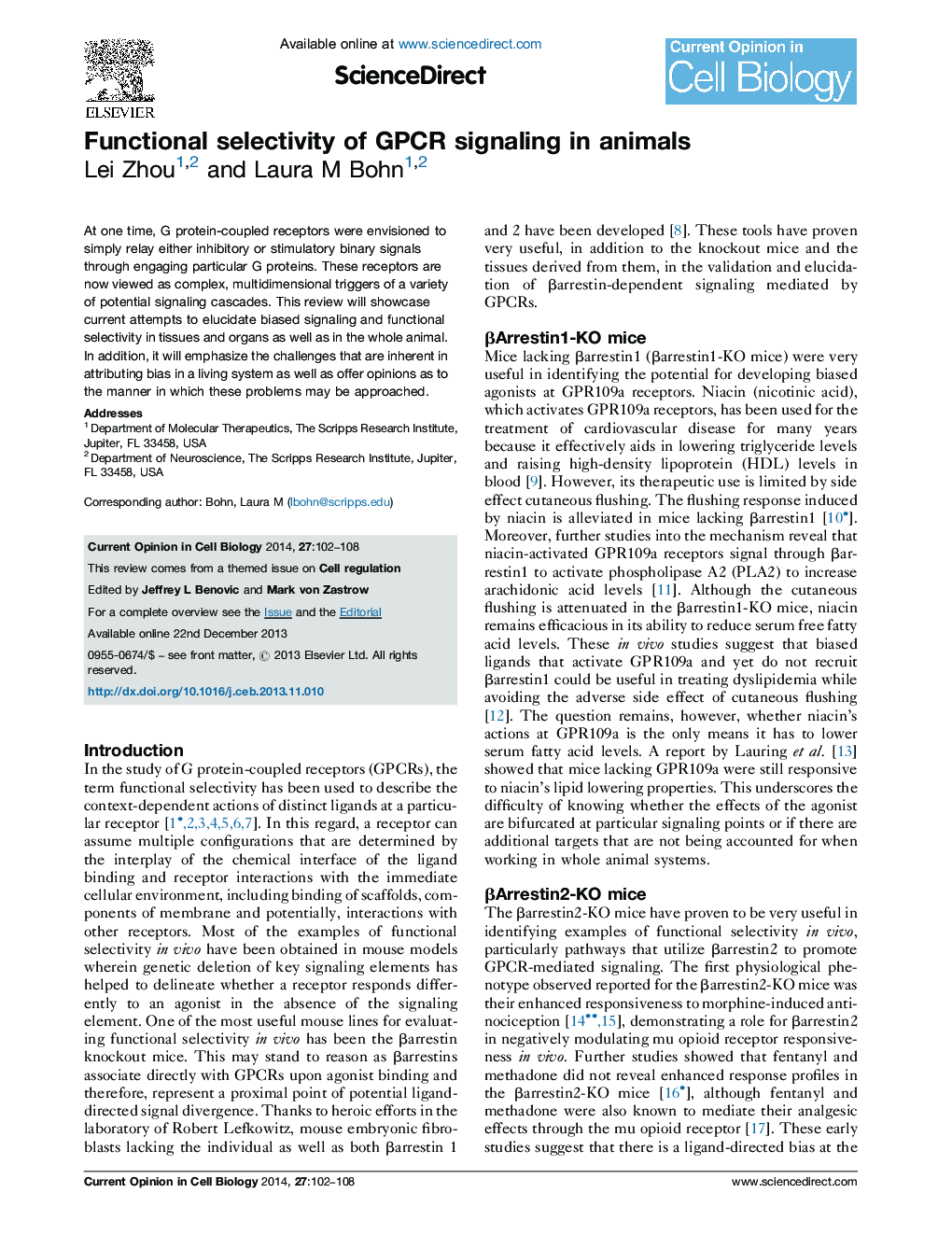 Functional selectivity of GPCR signaling in animals
