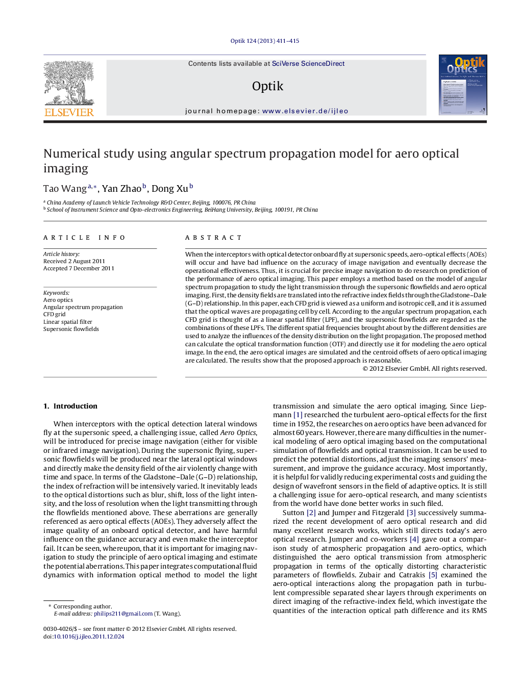Numerical study using angular spectrum propagation model for aero optical imaging