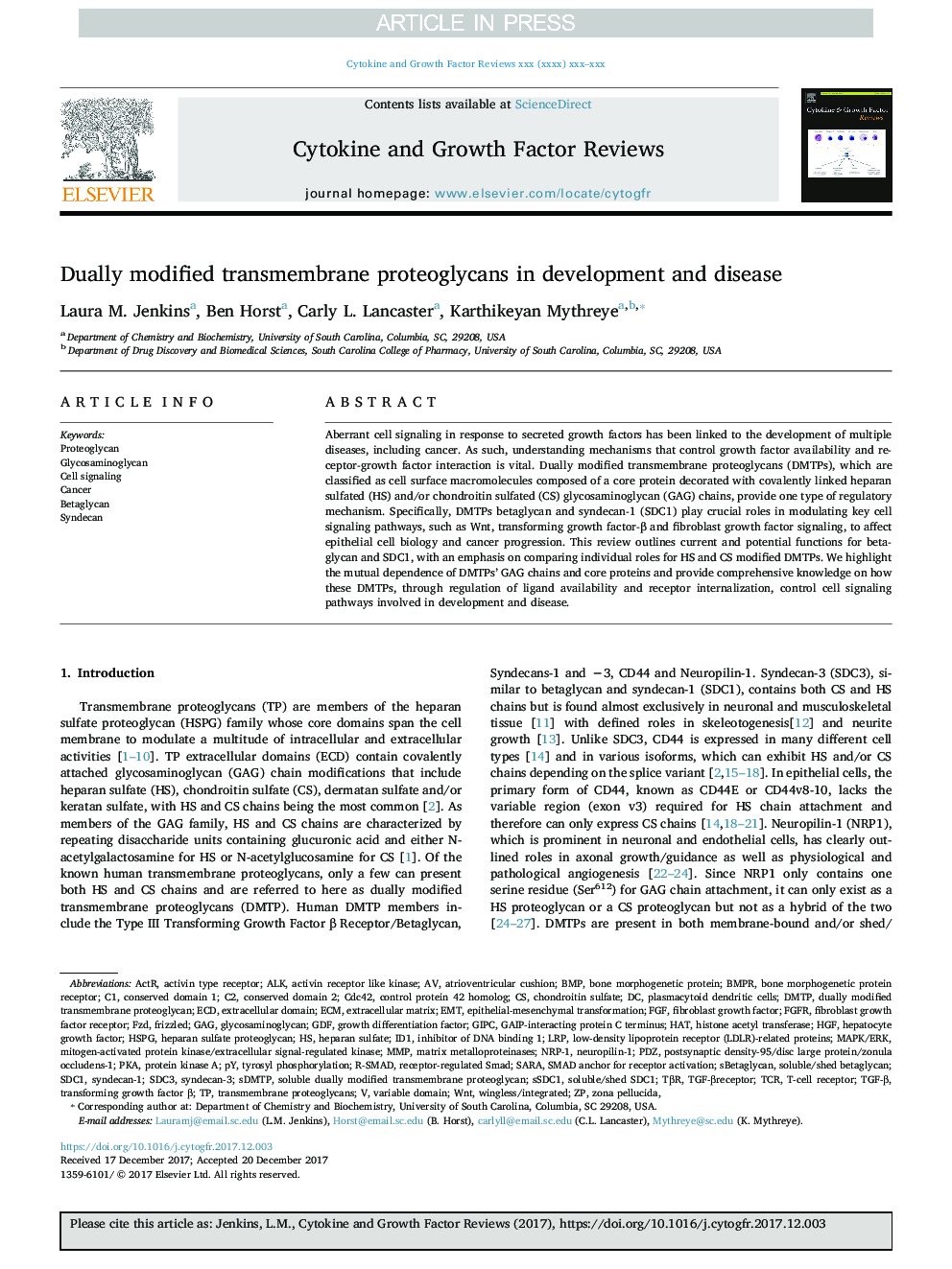 Dually modified transmembrane proteoglycans in development and disease