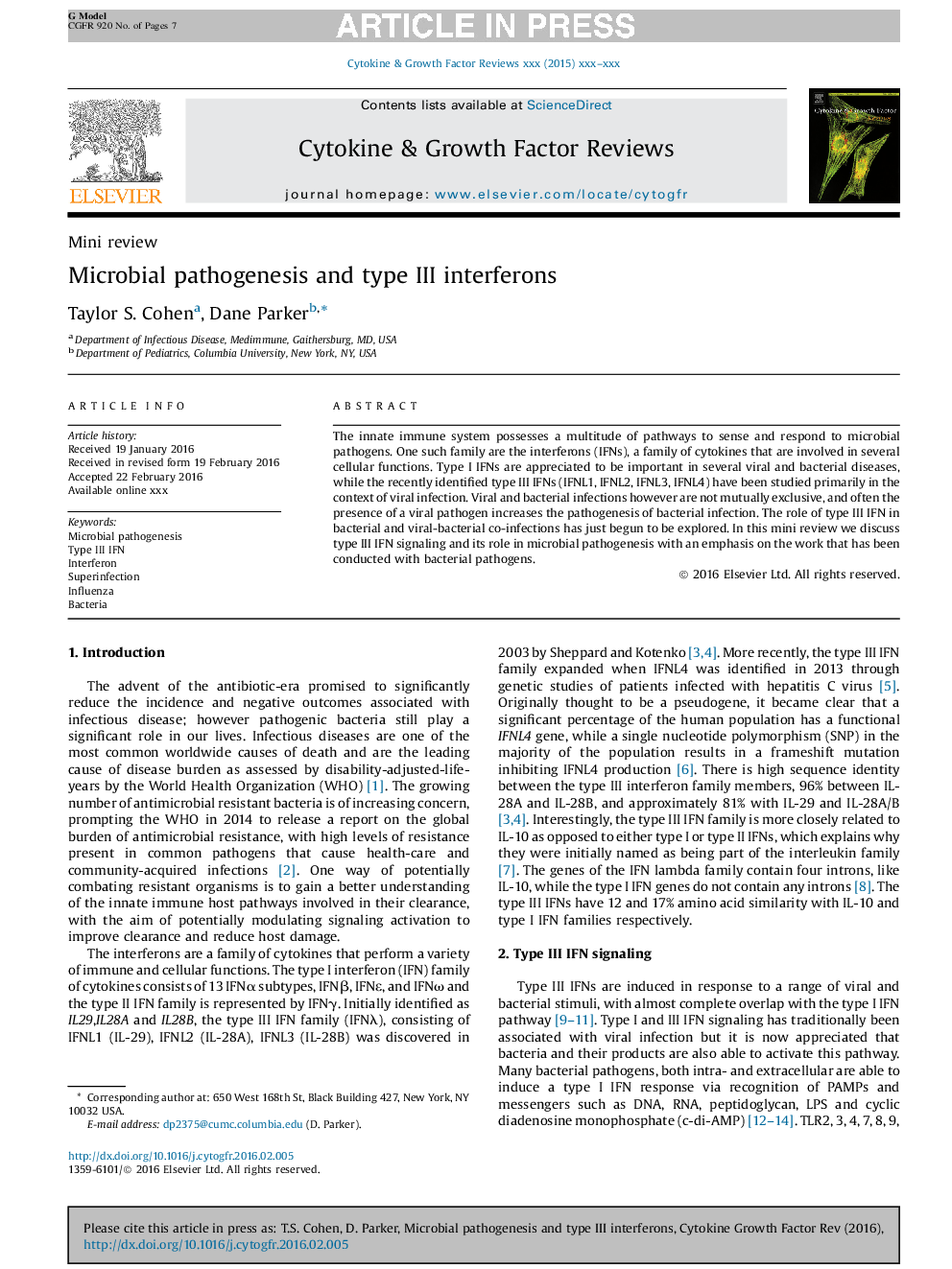 Microbial pathogenesis and type III interferons