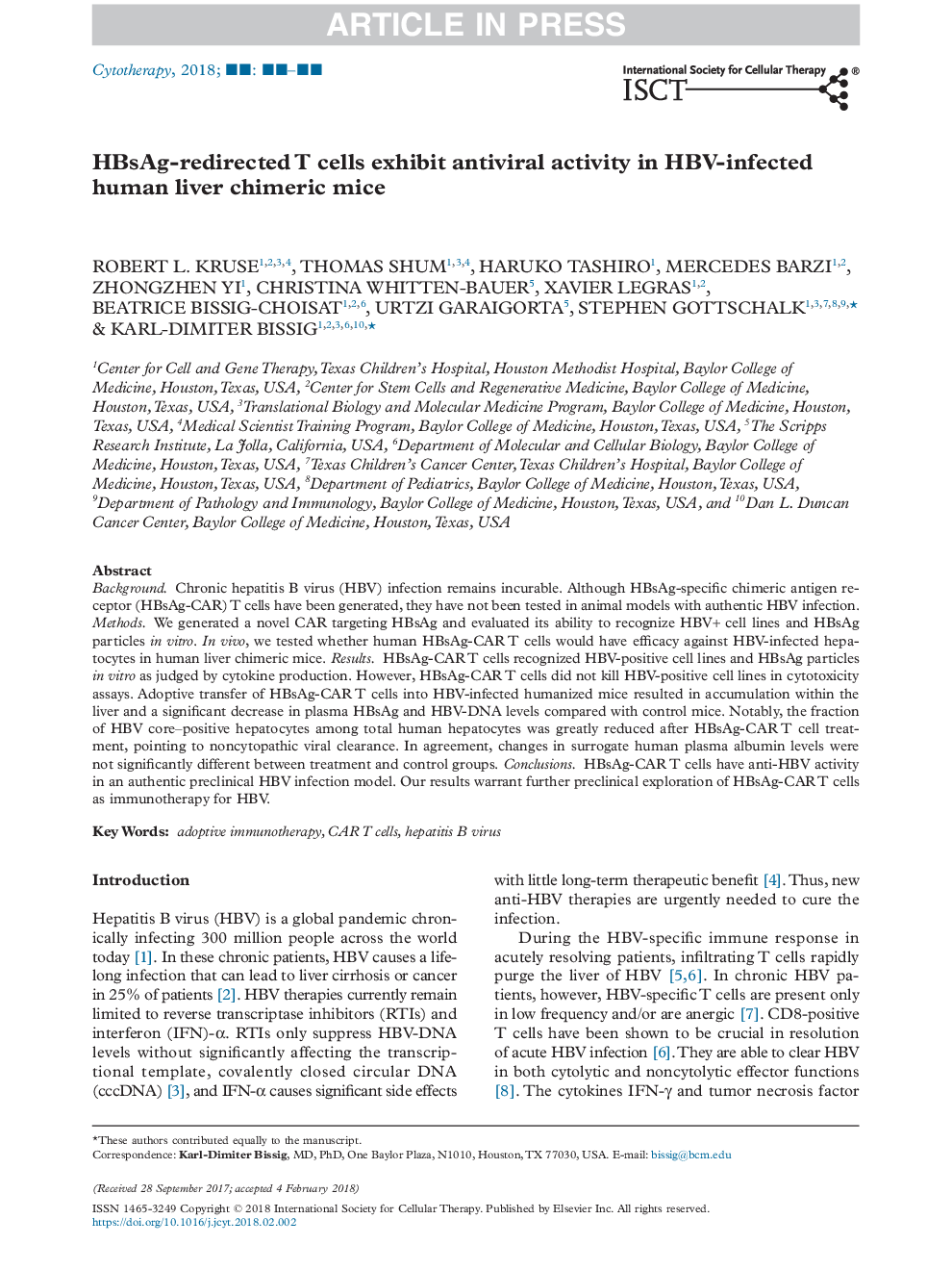 HBsAg-redirected T cells exhibit antiviral activity in HBV-infected human liver chimeric mice