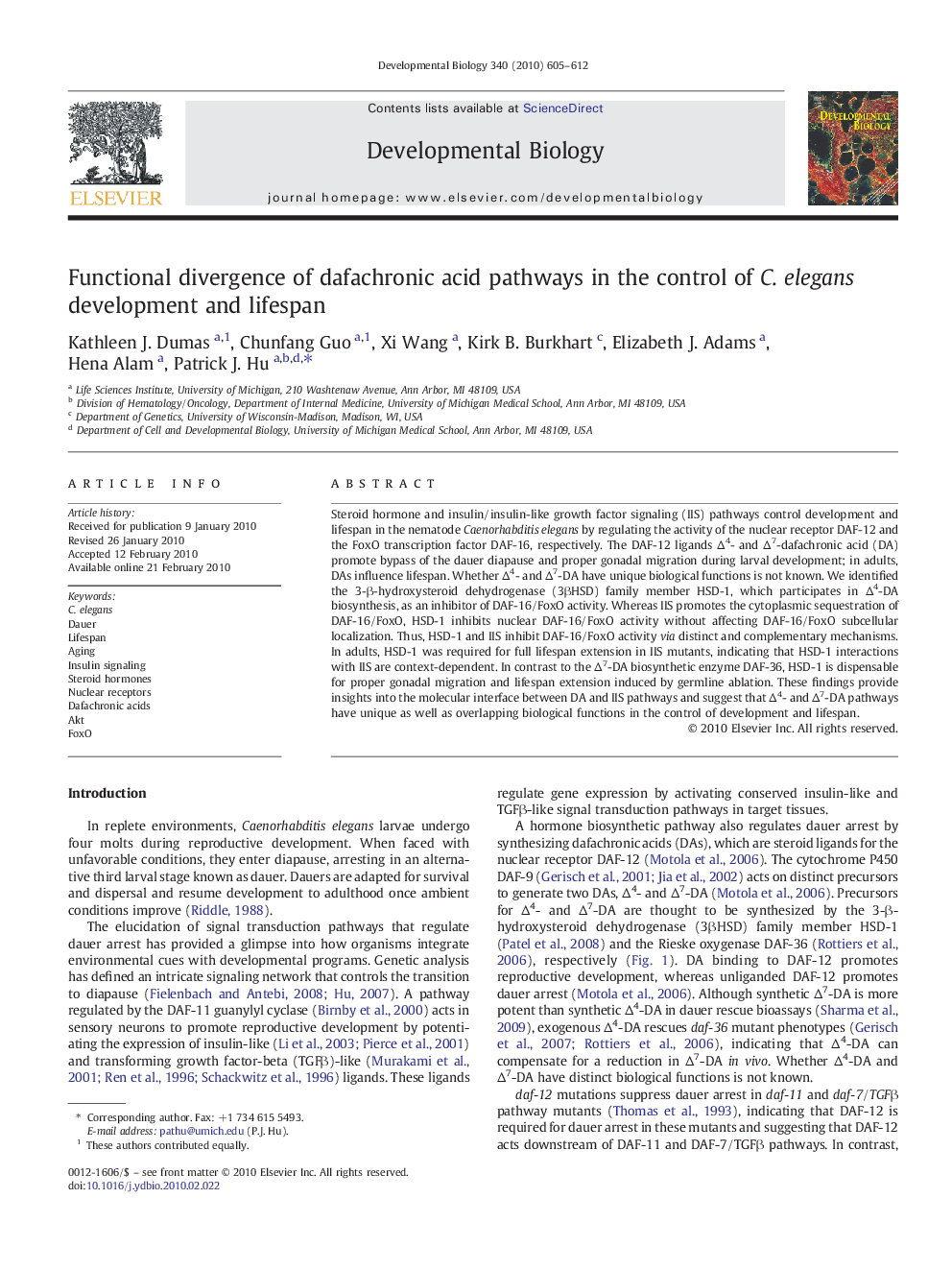 Functional divergence of dafachronic acid pathways in the control of C. elegans development and lifespan