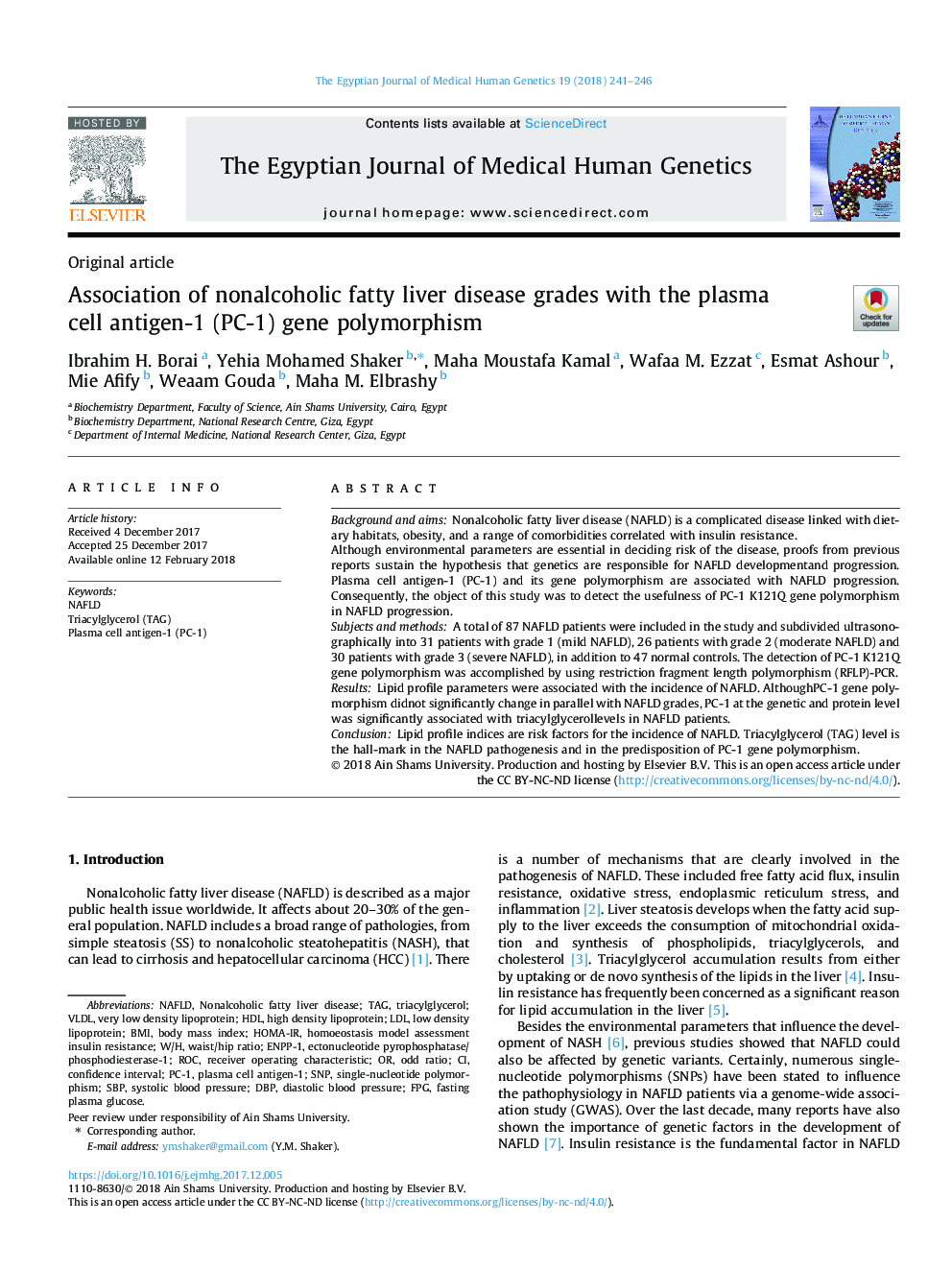 Association of nonalcoholic fatty liver disease grades with the plasma cell antigen-1 (PC-1) gene polymorphism