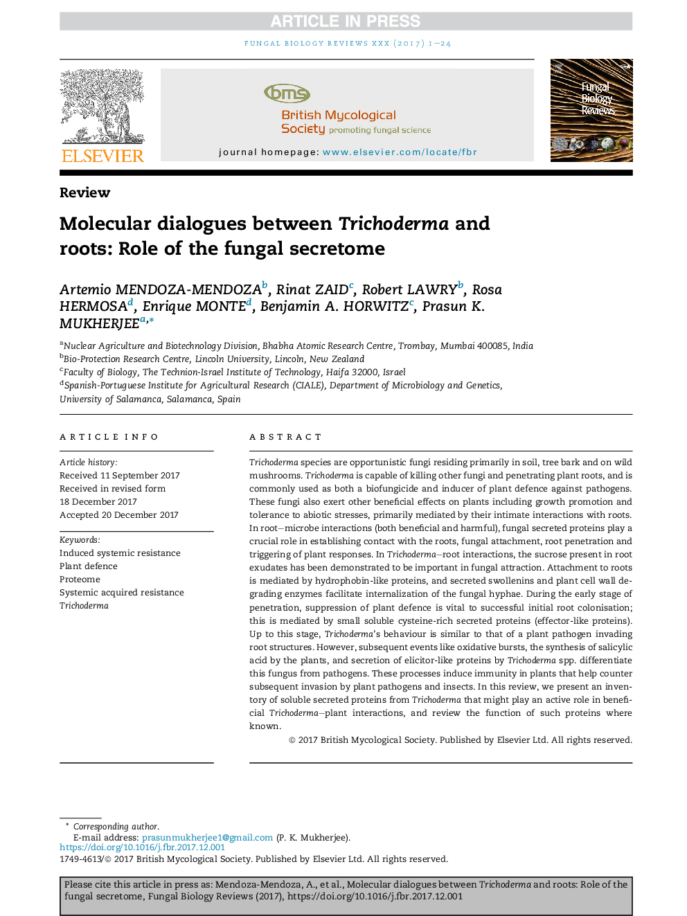 Molecular dialogues between Trichoderma and roots: Role of the fungal secretome