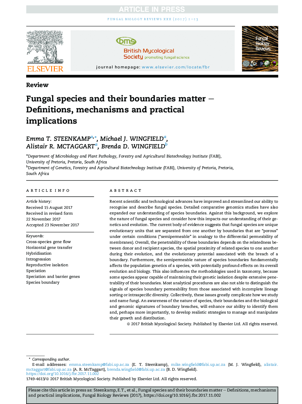 Fungal species and their boundaries matter -Â Definitions, mechanisms and practical implications