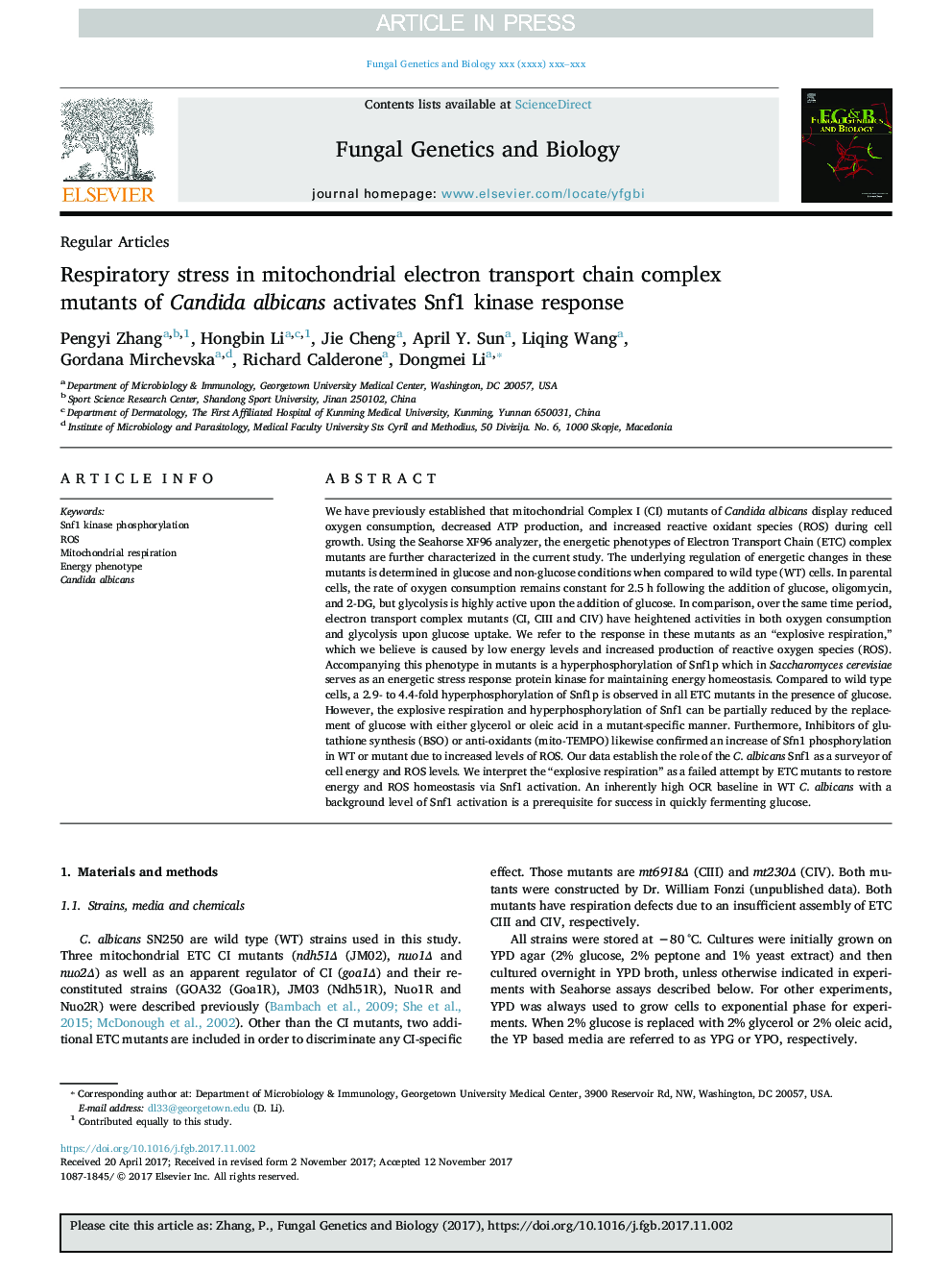 Respiratory stress in mitochondrial electron transport chain complex mutants of Candida albicans activates Snf1 kinase response