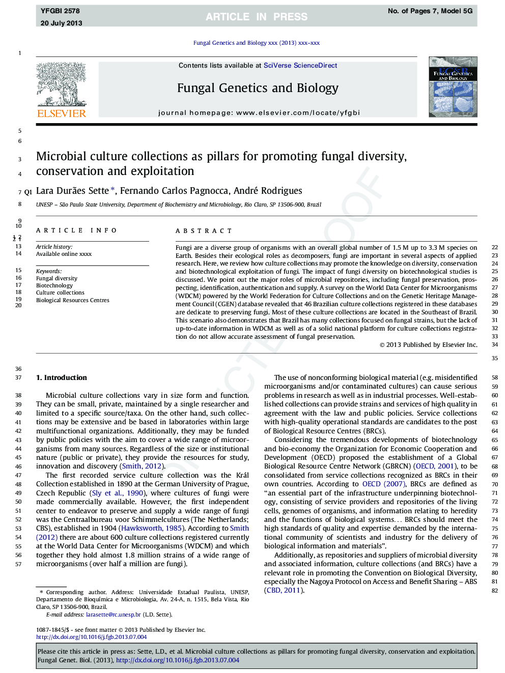 Microbial culture collections as pillars for promoting fungal diversity, conservation and exploitation