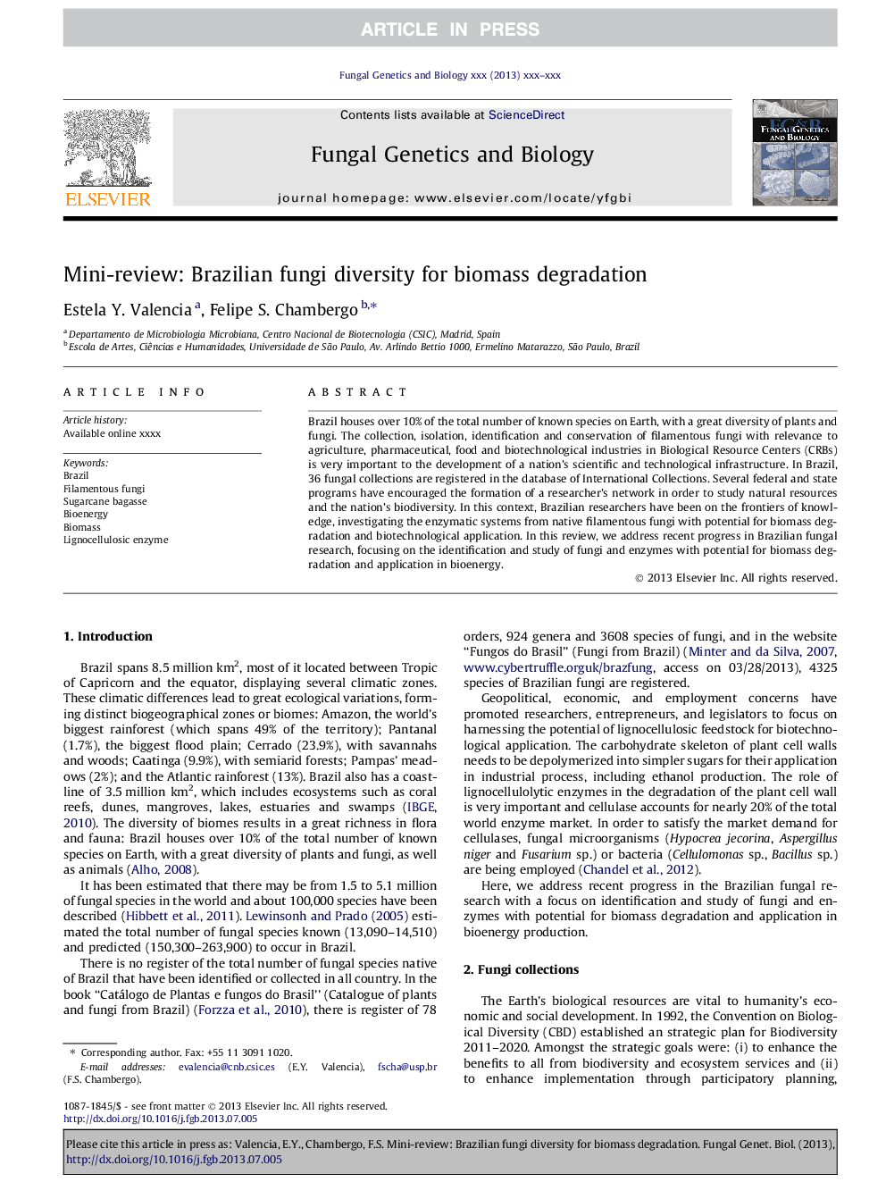 Mini-review: Brazilian fungi diversity for biomass degradation