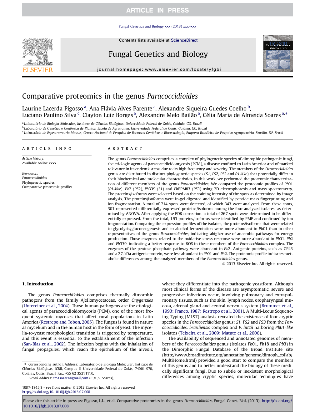 Comparative proteomics in the genus Paracoccidioides