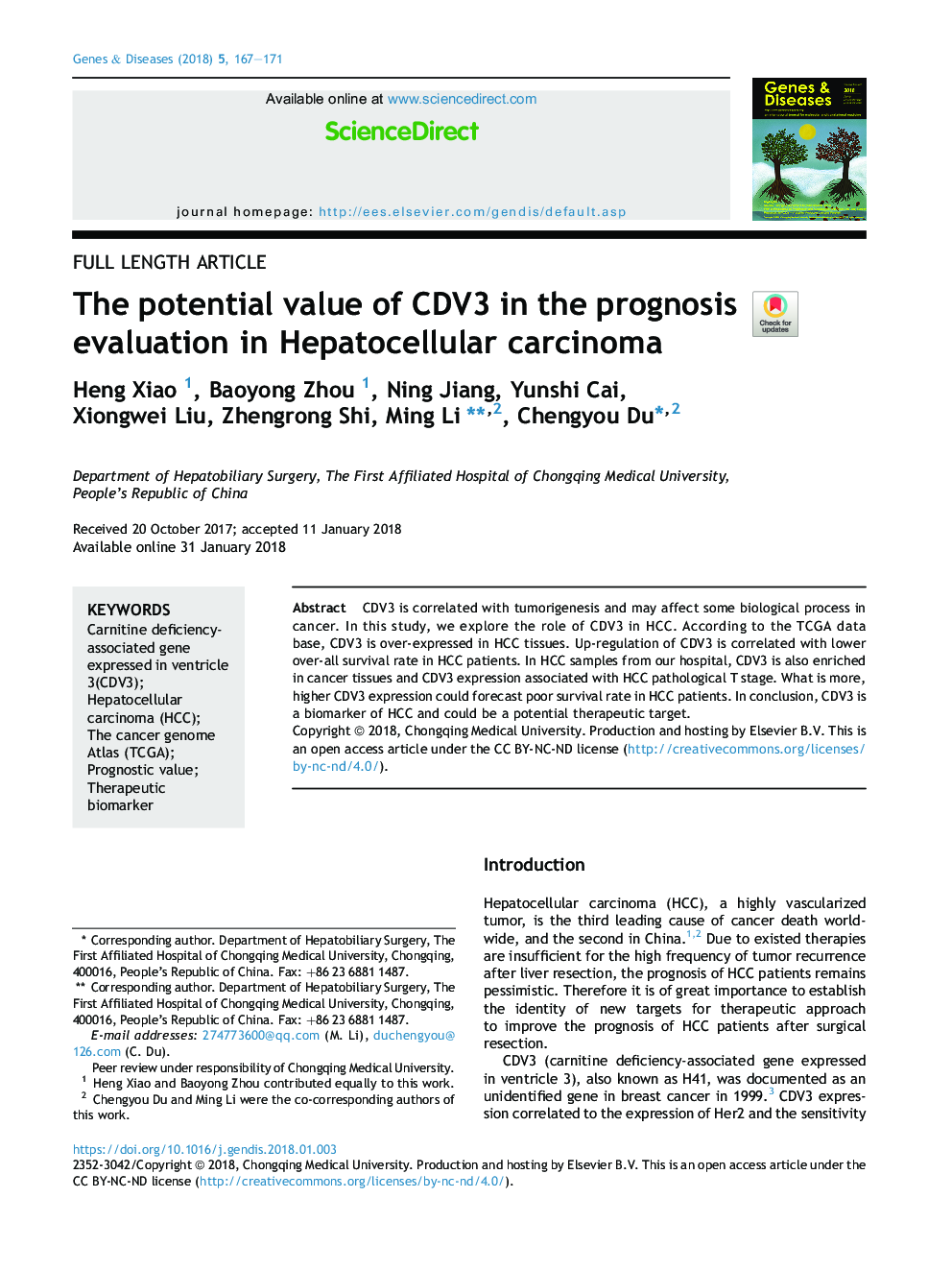 The potential value of CDV3 in the prognosis evaluation in Hepatocellular carcinoma