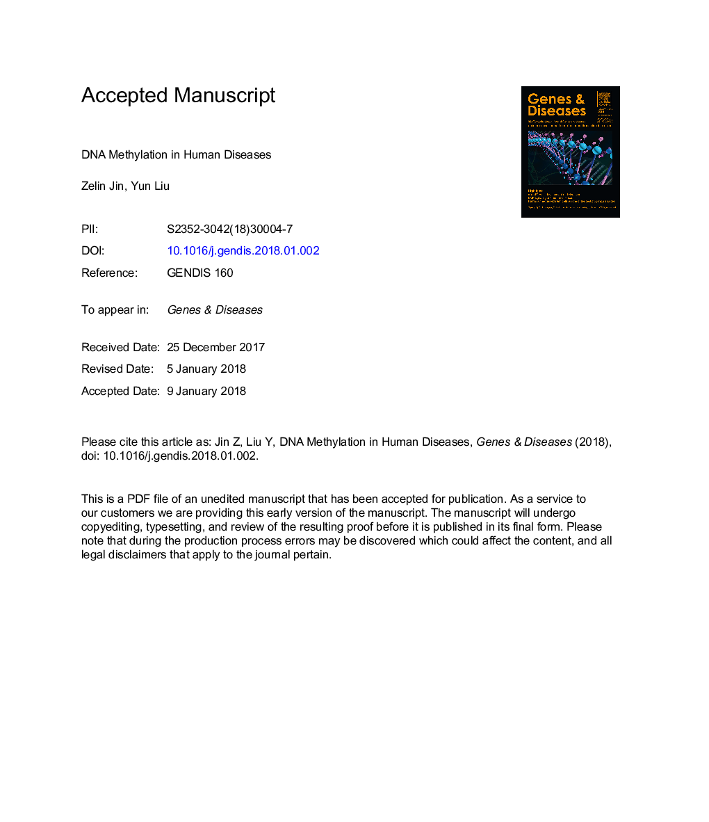 DNA methylation in human diseases