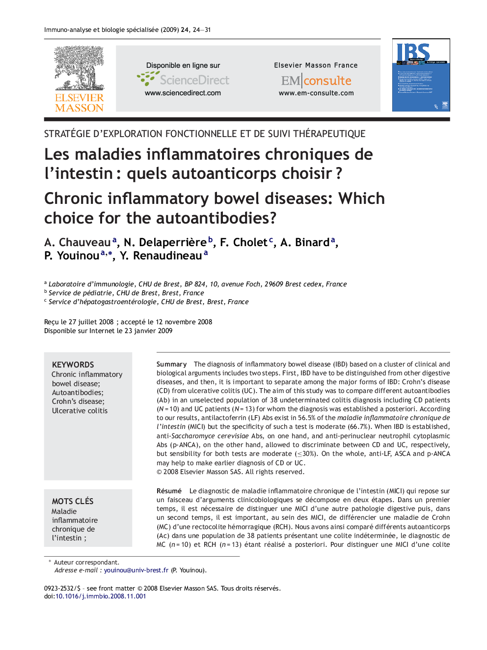 Les maladies inflammatoires chroniques de l'intestinÂ : quels autoanticorps choisirÂ ?