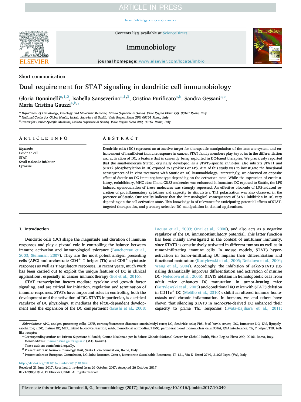 Dual requirement for STAT signaling in dendritic cell immunobiology