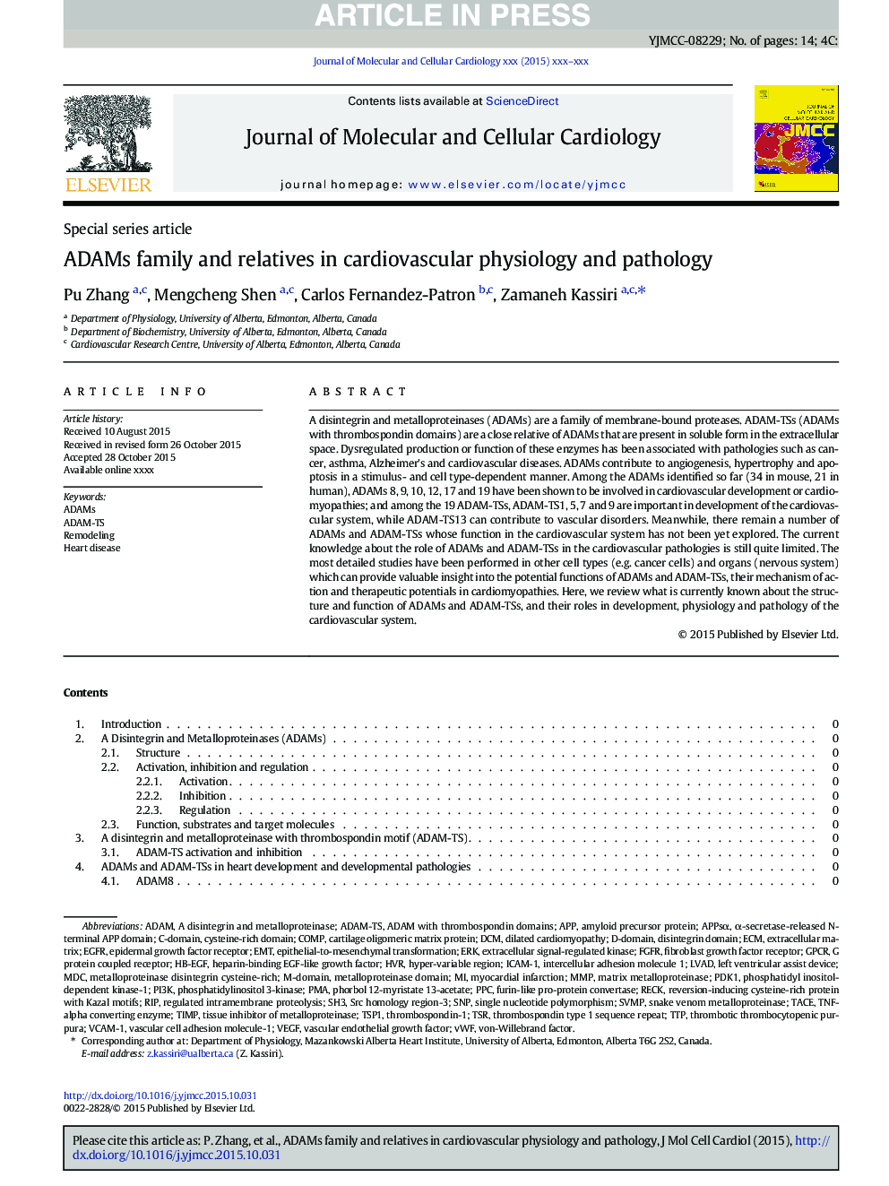 ADAMs family and relatives in cardiovascular physiology and pathology