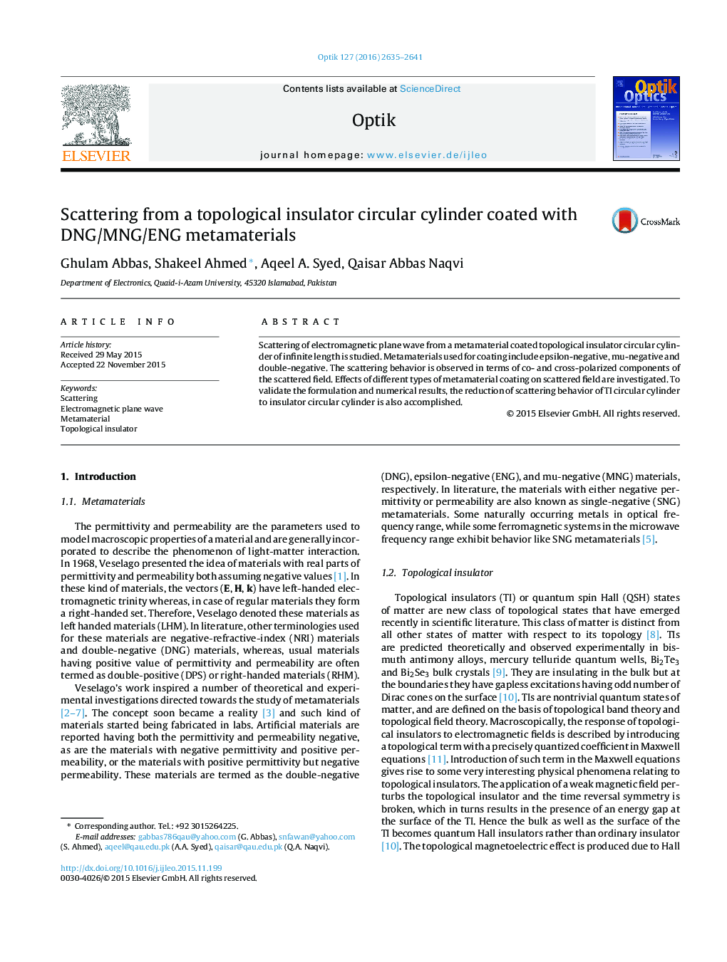 Scattering from a topological insulator circular cylinder coated with DNG/MNG/ENG metamaterials