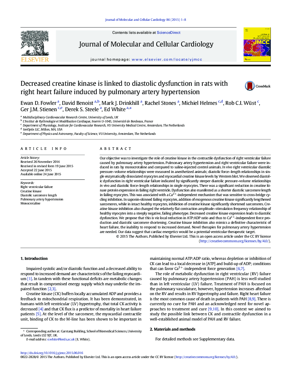 Decreased creatine kinase is linked to diastolic dysfunction in rats with right heart failure induced by pulmonary artery hypertension