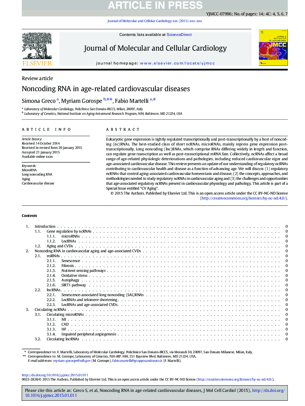 Noncoding RNA in age-related cardiovascular diseases