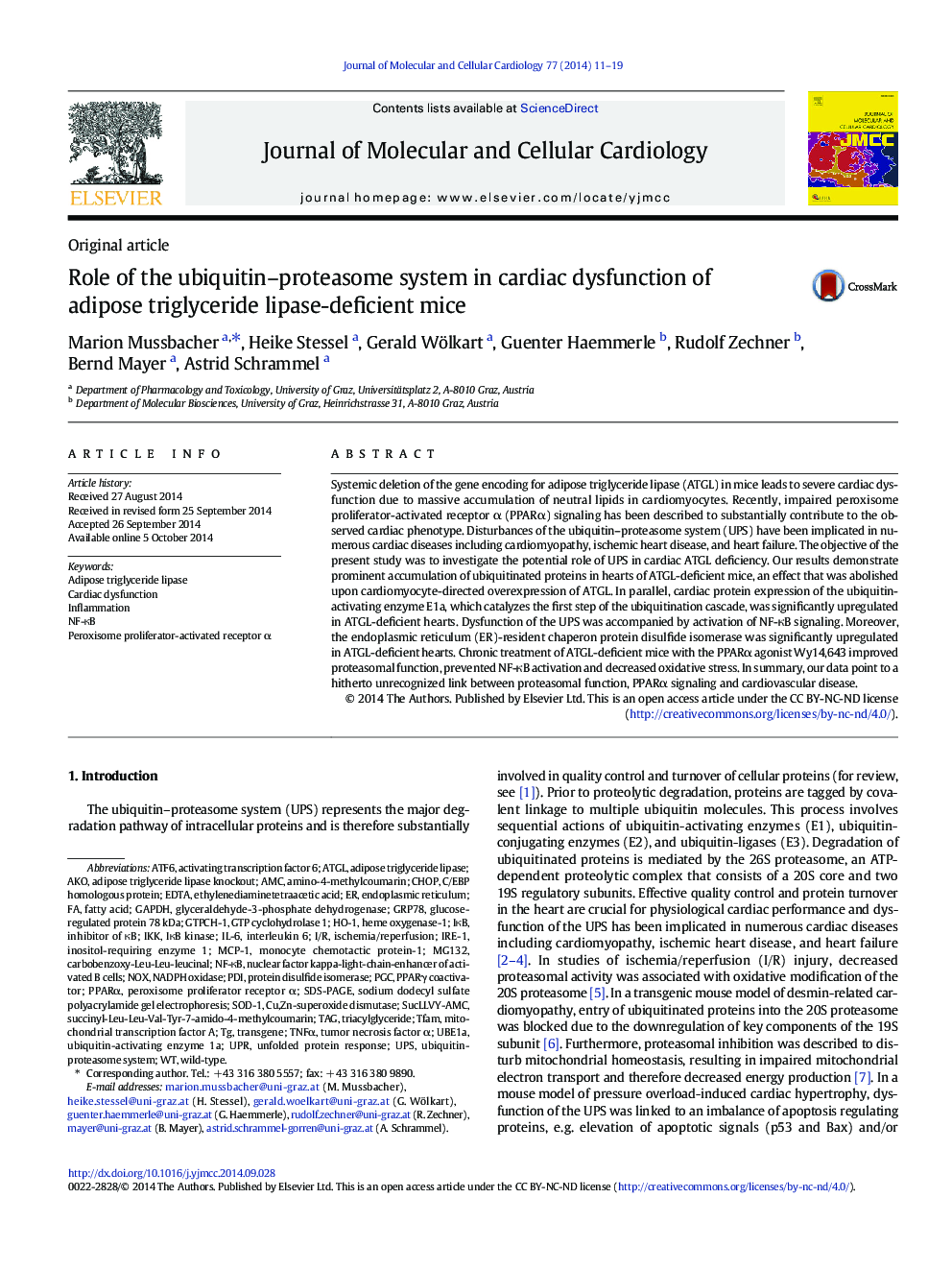 عکس صفحه اول مقاله: Role of the ubiquitin-proteasome system in cardiac dysfunction of adipose triglyceride lipase-deficient mice Role of the ubiquitin-proteasome system in cardiac dysfunction of adipose triglyceride lipase-deficient mice