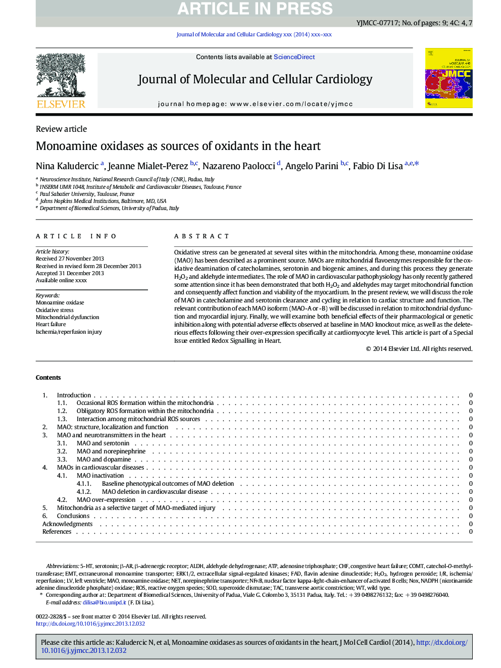 Monoamine oxidases as sources of oxidants in the heart