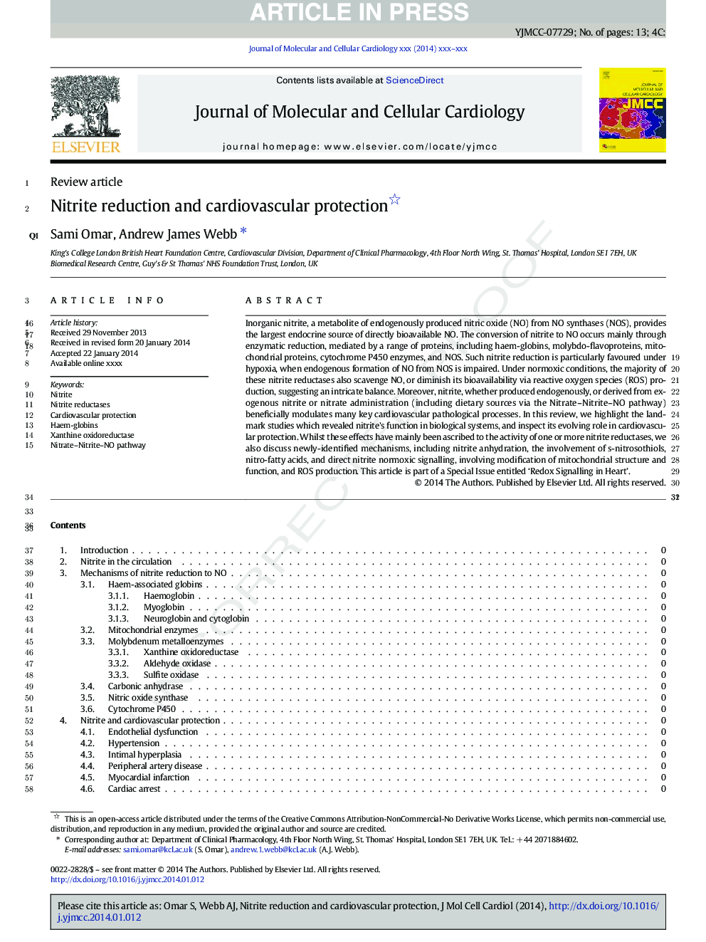 Nitrite reduction and cardiovascular protection